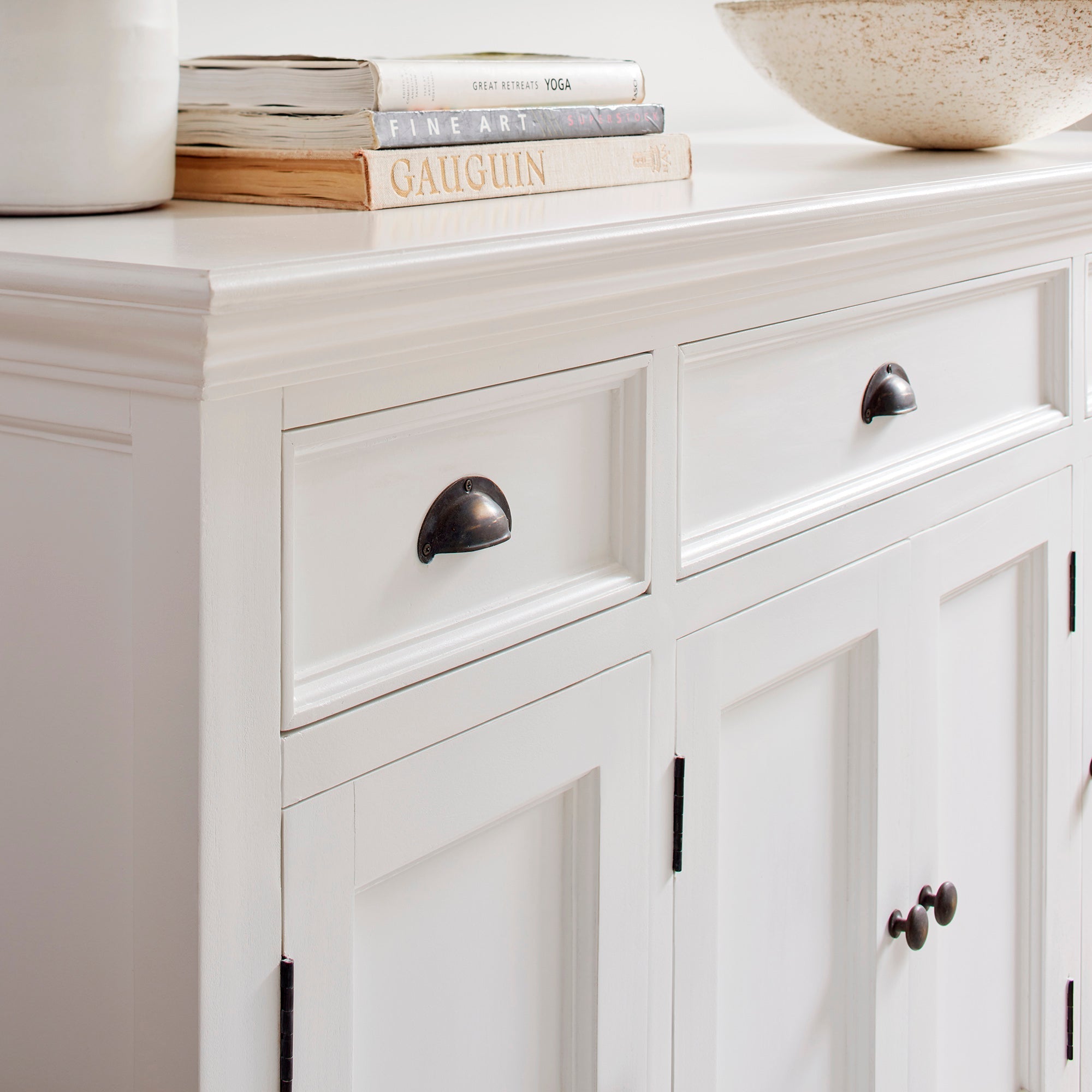 Halifax Coastal White Buffet with 4 Doors 3 Drawers