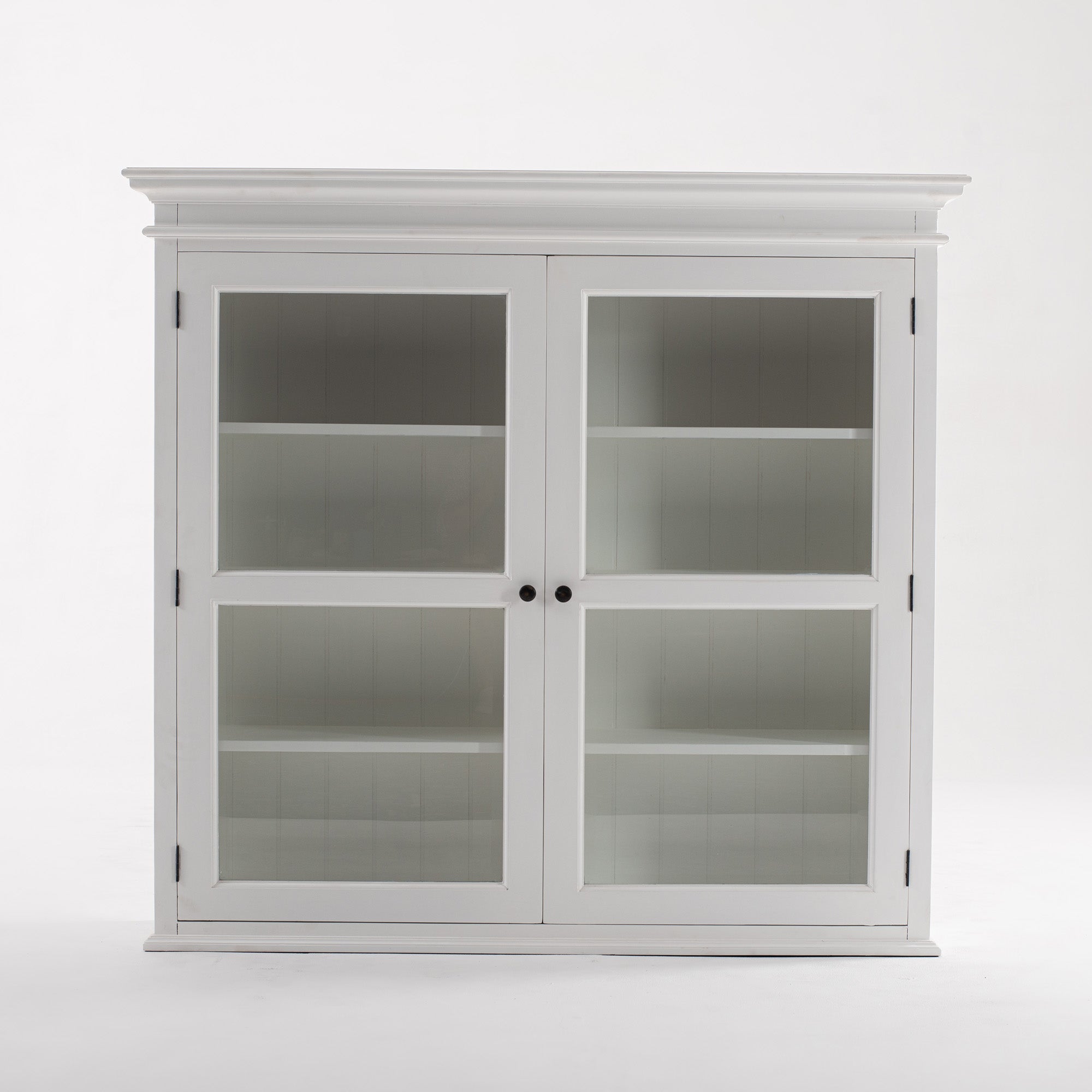 Halifax Coastal White Glass-Display Hutch Cabinet