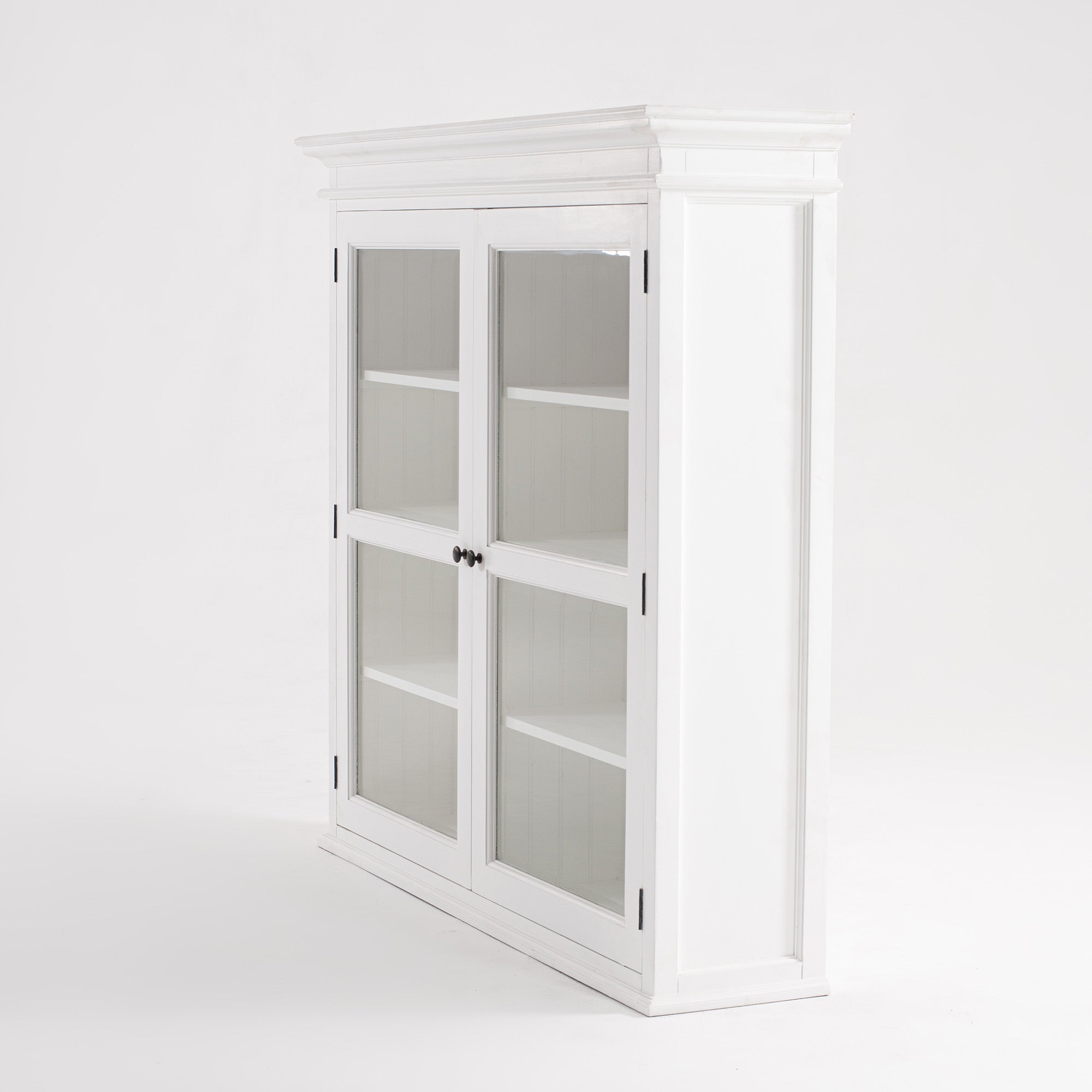 Halifax Coastal White Glass-Display Hutch Cabinet