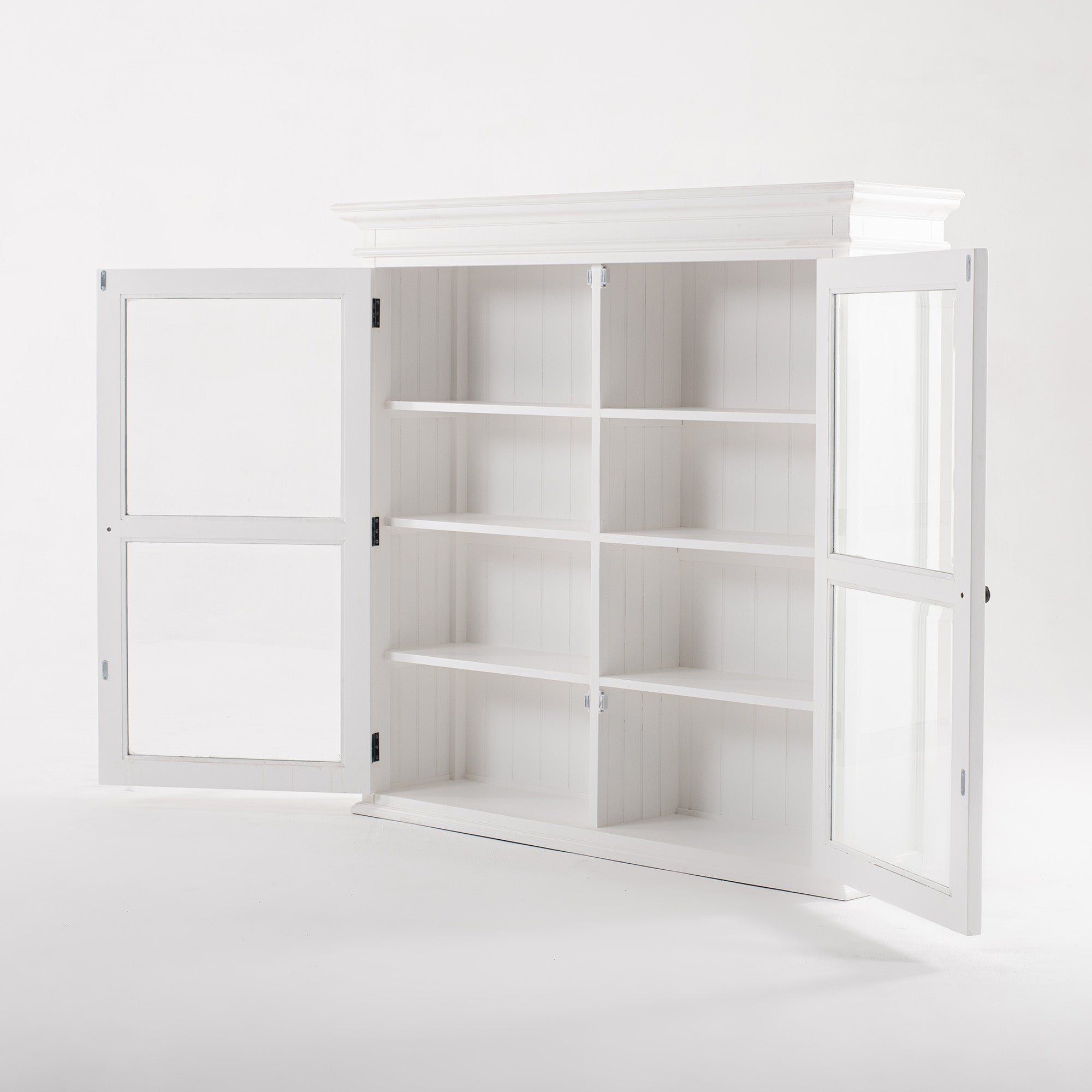 Halifax Coastal White Glass-Display Hutch Cabinet