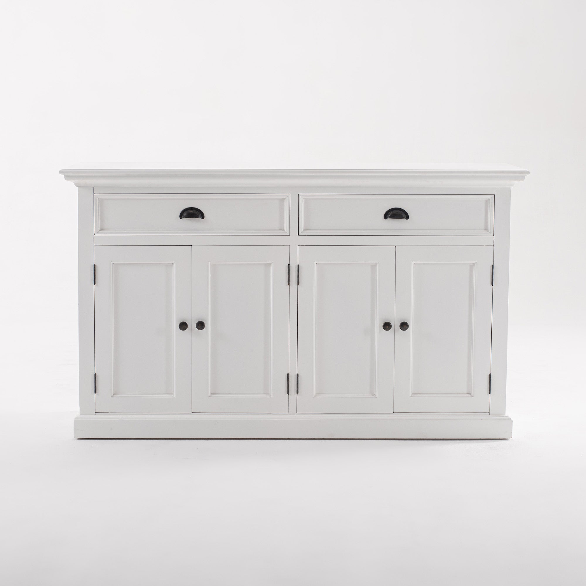 Halifax Coastal White Glass-Display Hutch Cabinet