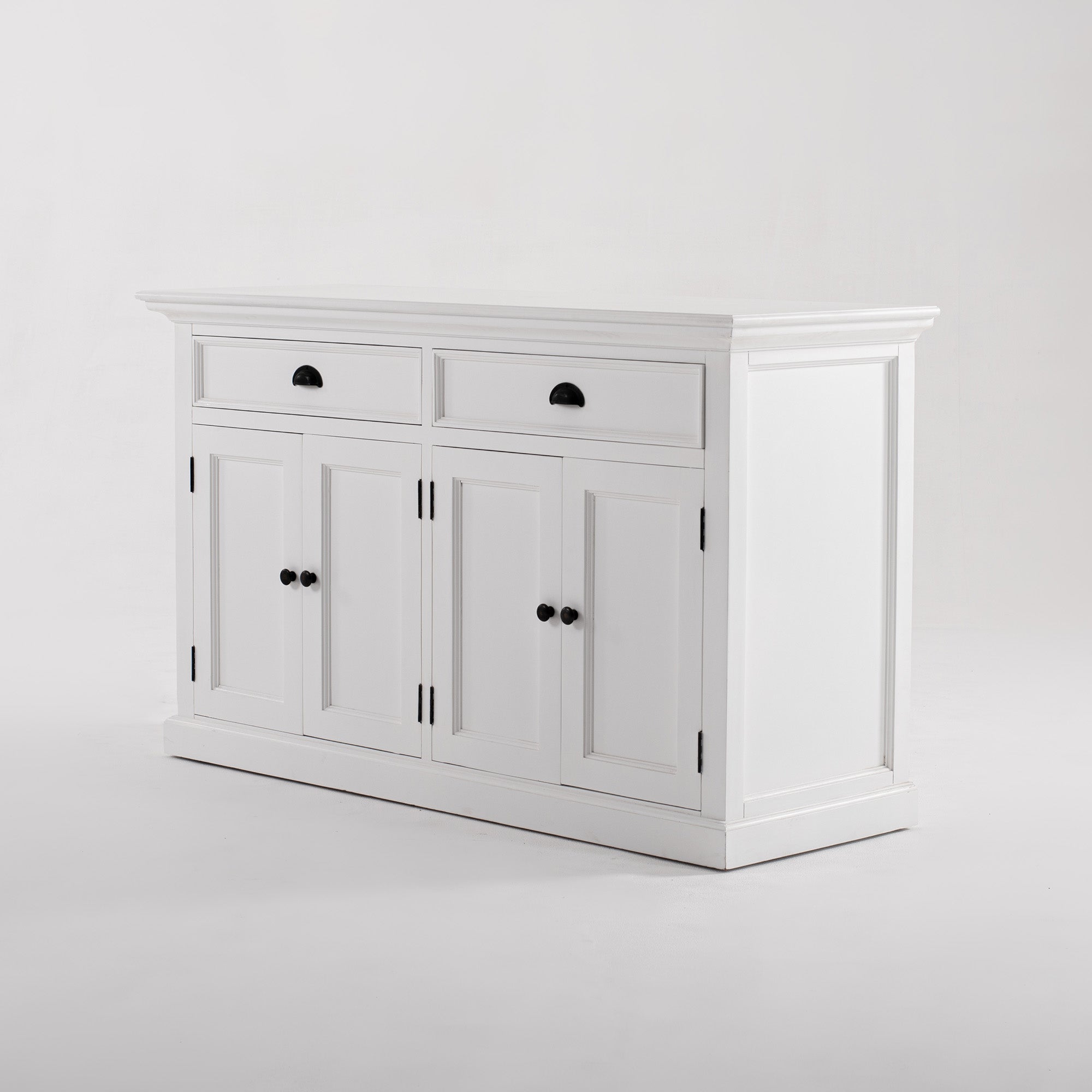 Halifax Coastal White Glass-Display Hutch Cabinet