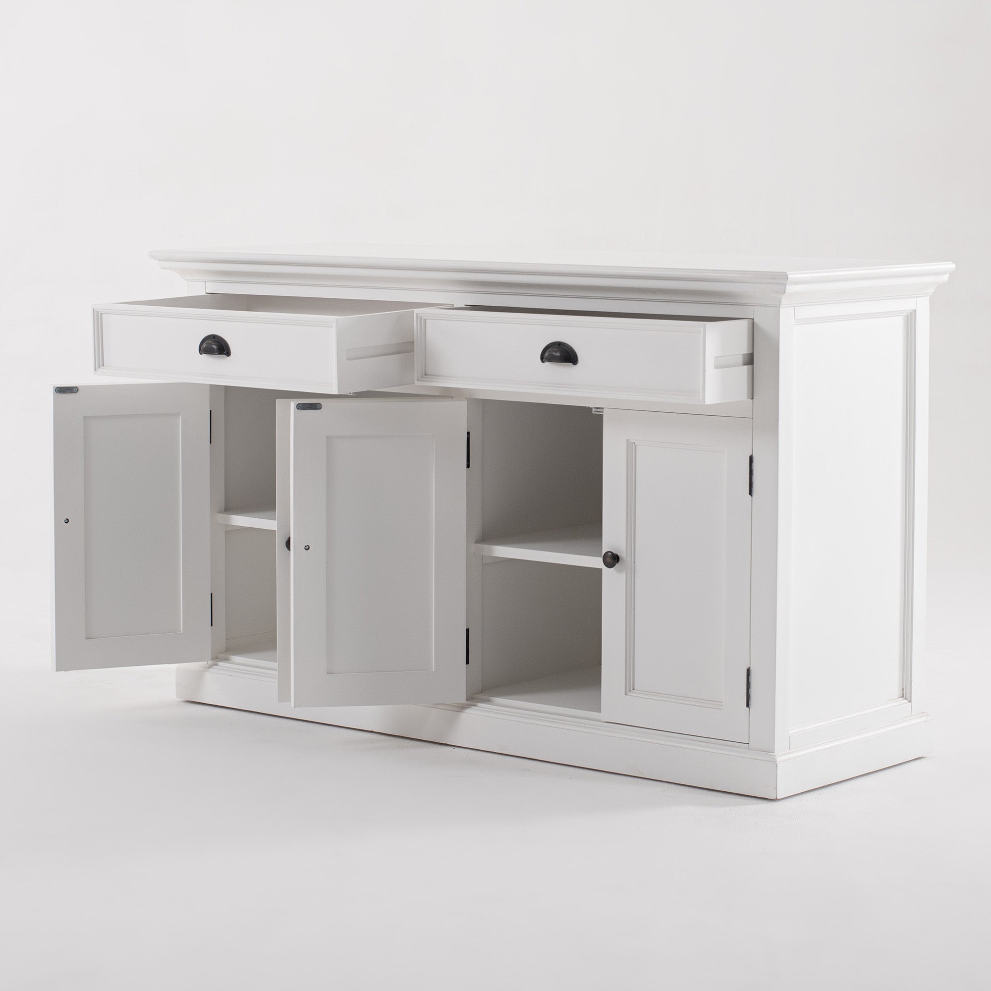 Halifax Coastal White Glass-Display Hutch Cabinet