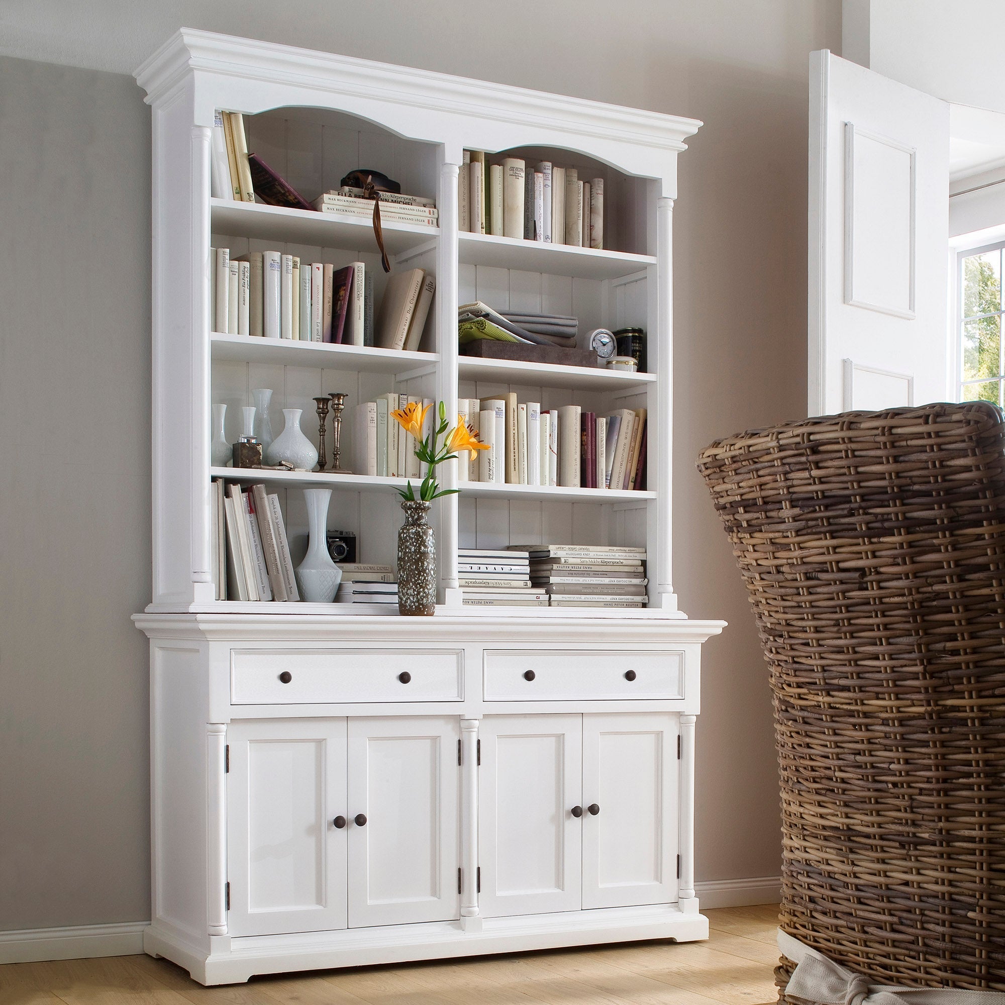 Provence French Country White Hutch Cabinet