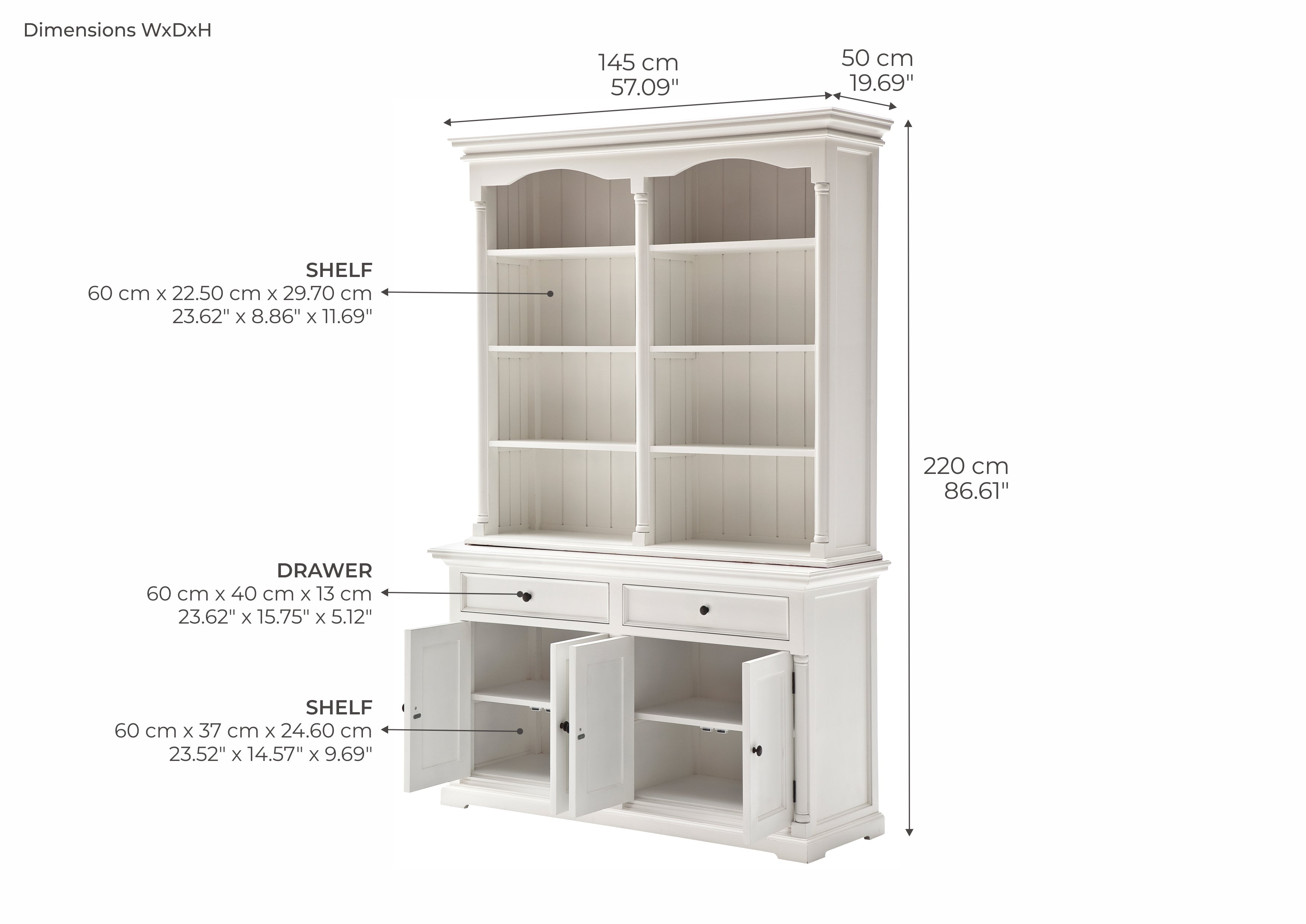 Provence French Country White Hutch Cabinet