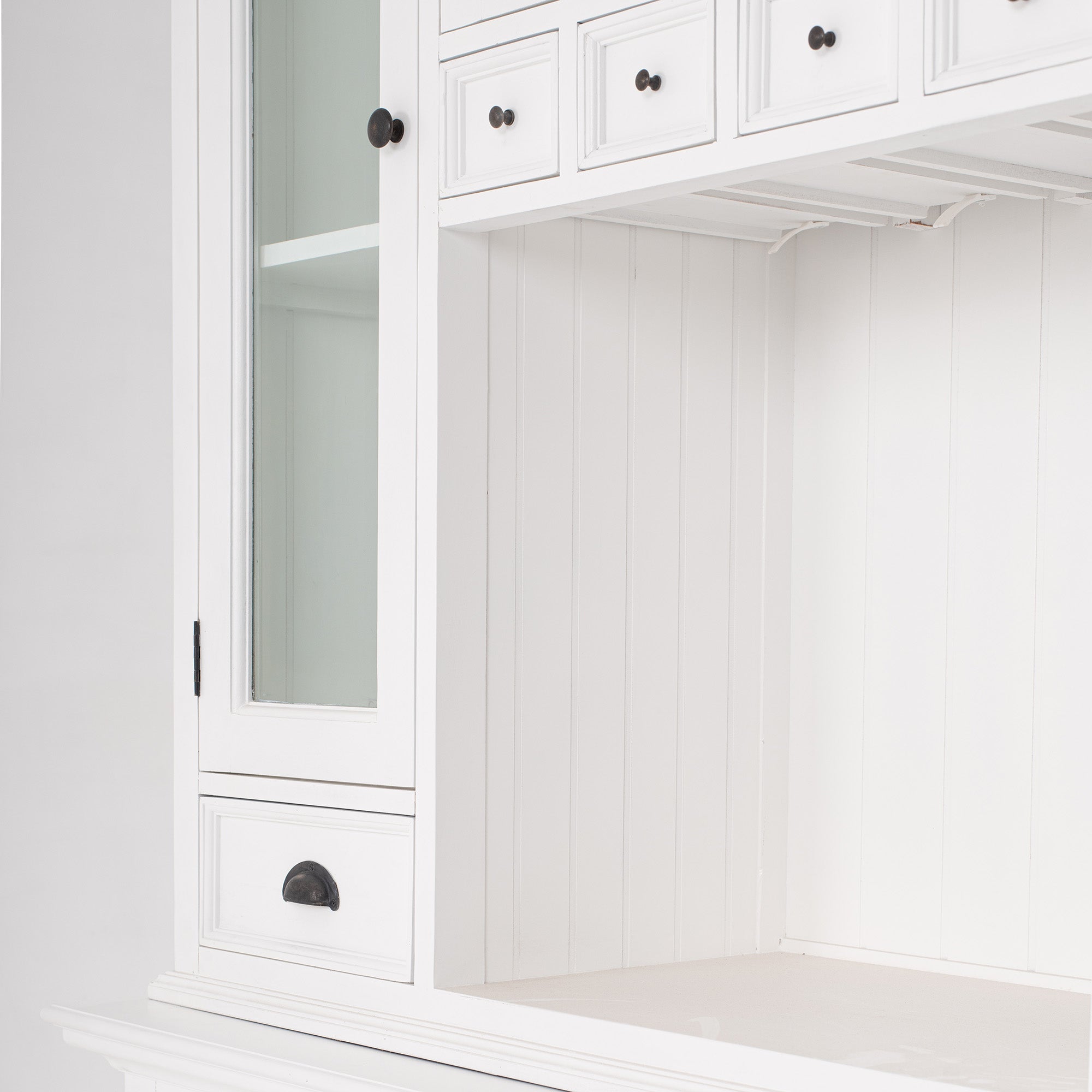 Halifax Coastal White Kitchen Hutch Cabinet