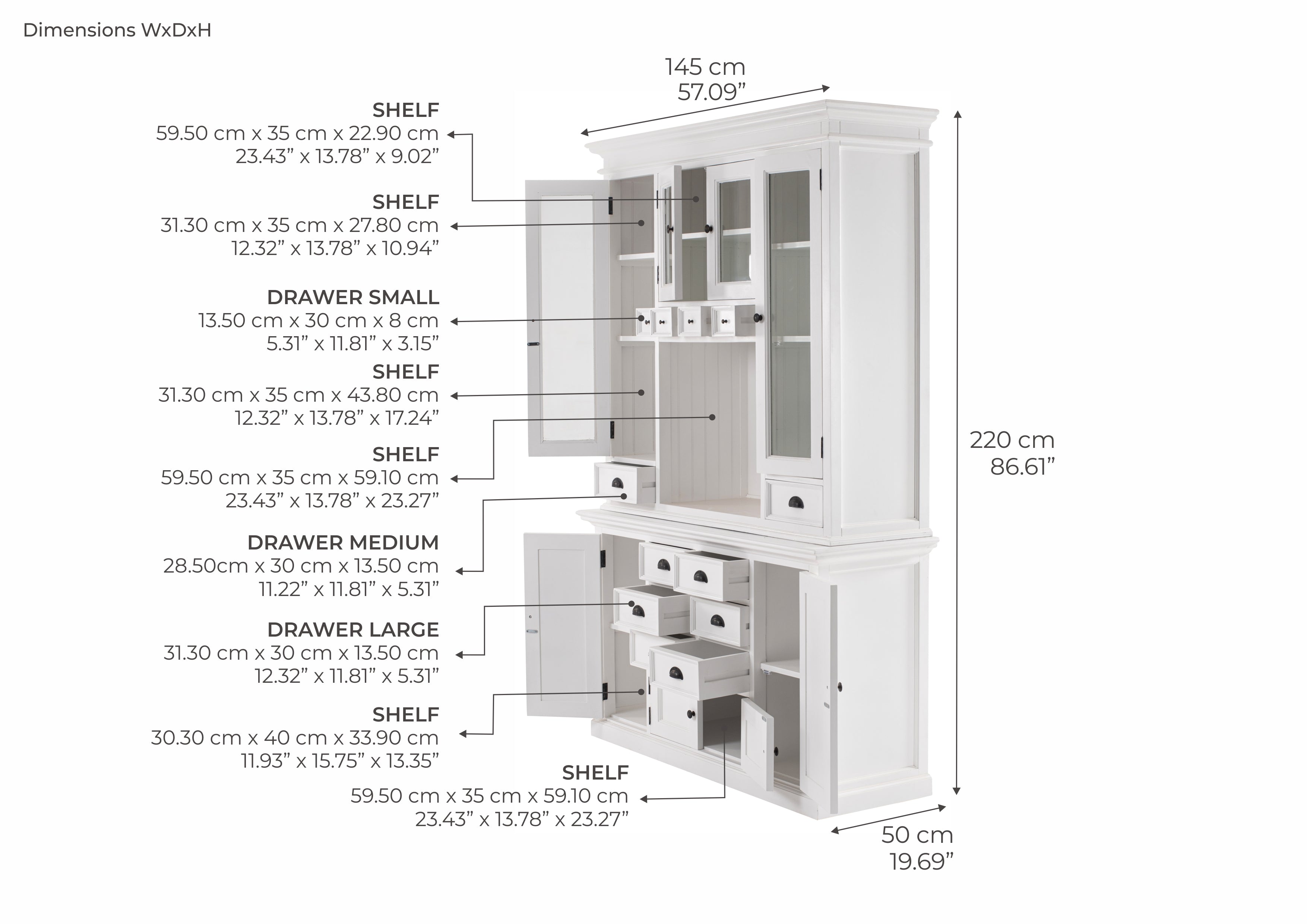 Halifax Coastal White Kitchen Hutch Cabinet