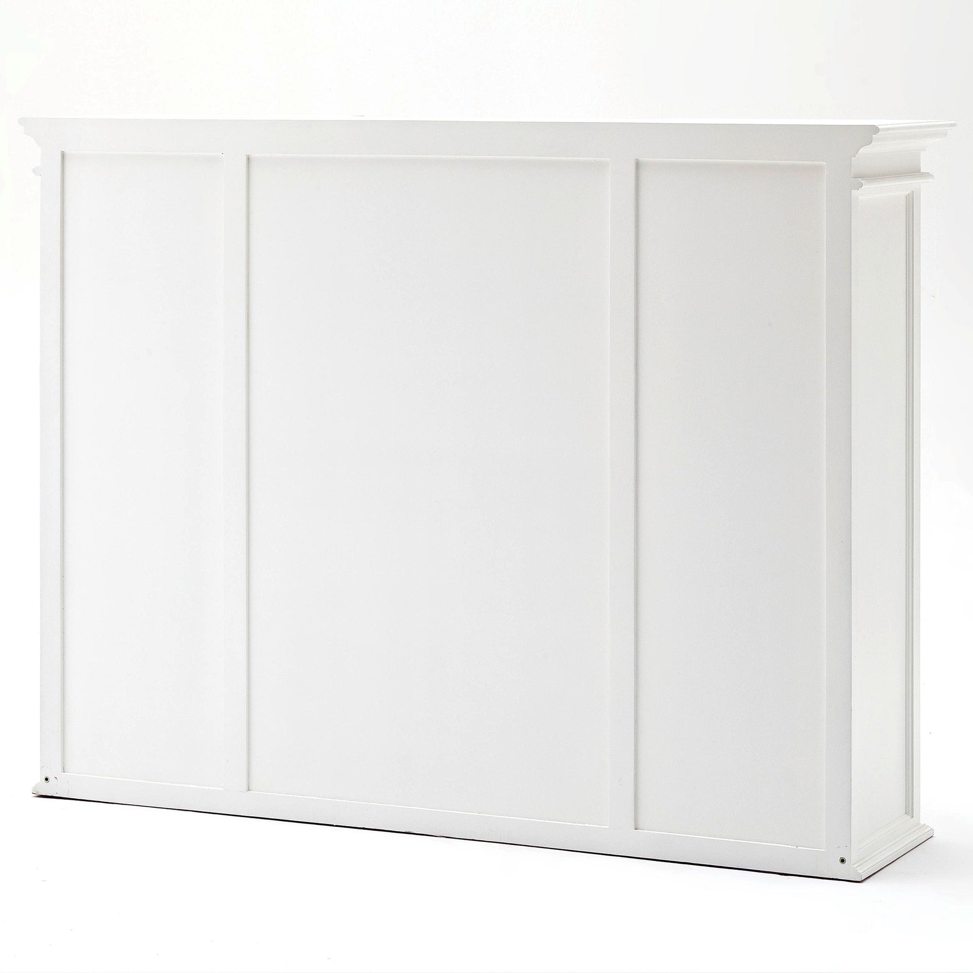 Halifax Coastal White Library Hutch Cabinet with Basket Set