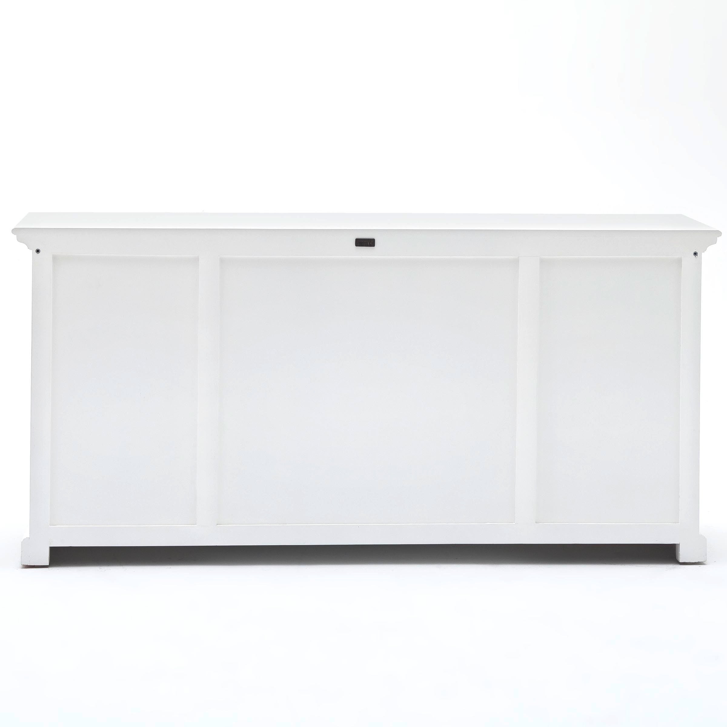 Halifax Coastal White Library Hutch Cabinet with Basket Set