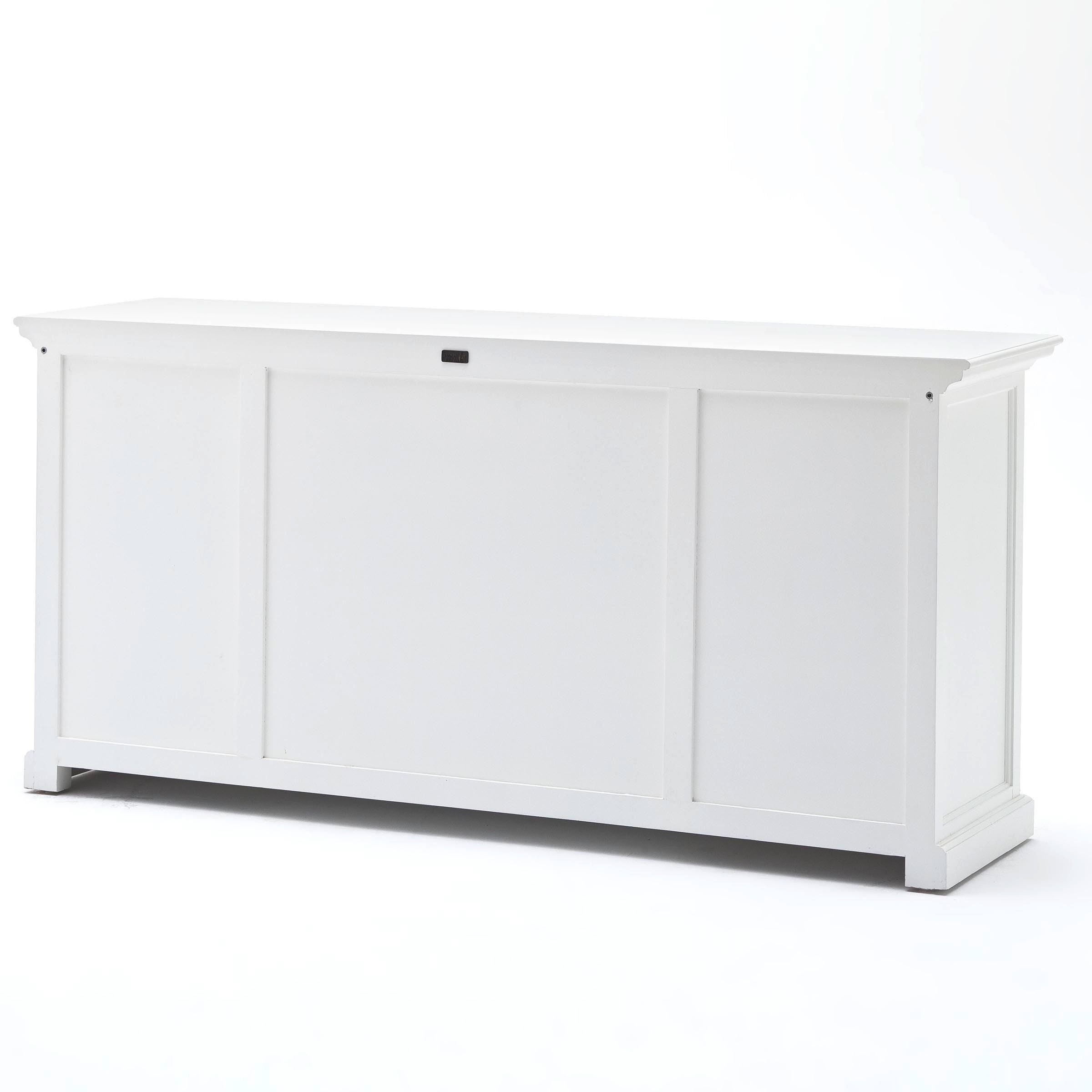 Halifax Coastal White Library Hutch Cabinet with Basket Set