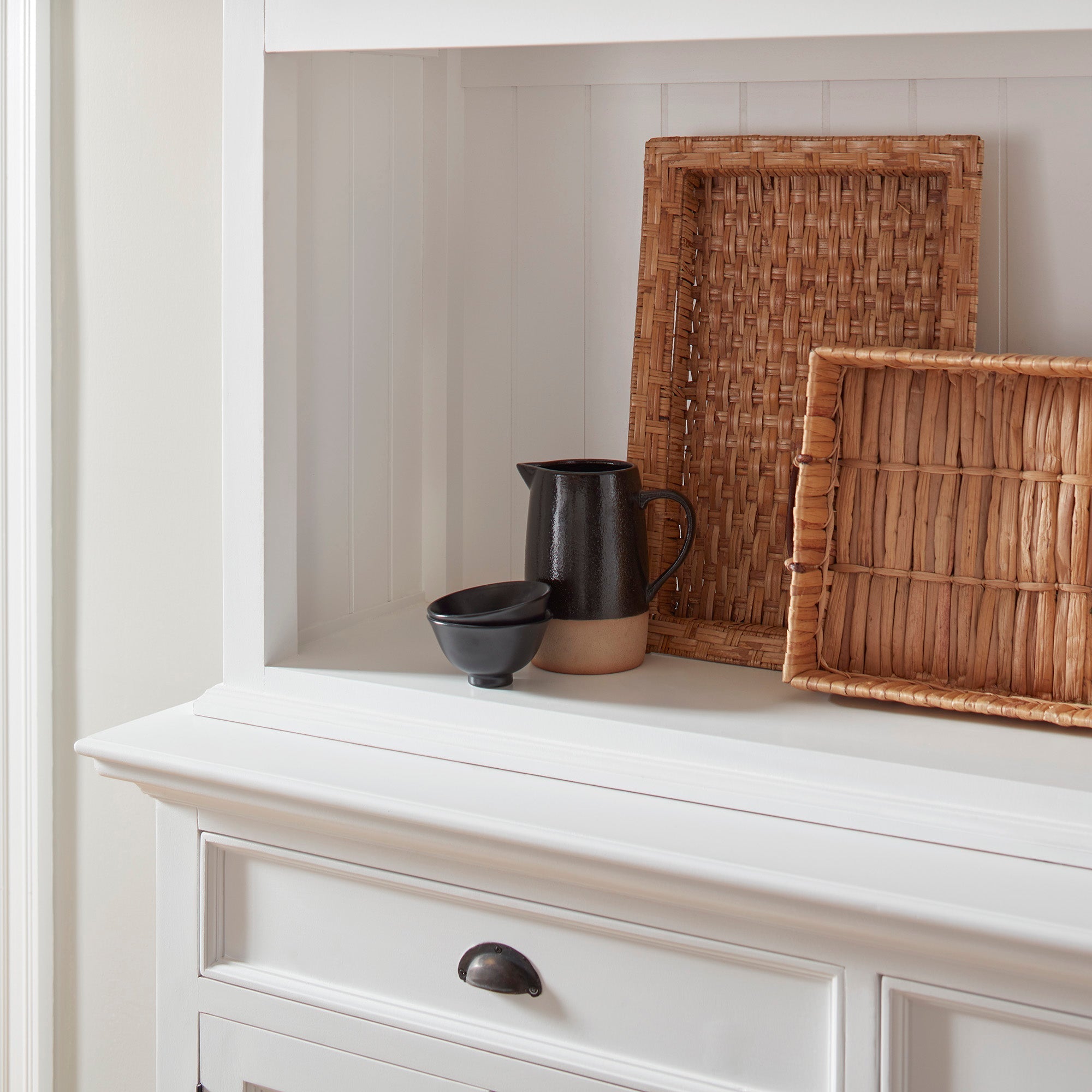 Halifax Coastal White Buffet Hutch Unit with 2 Adjustable Shelves