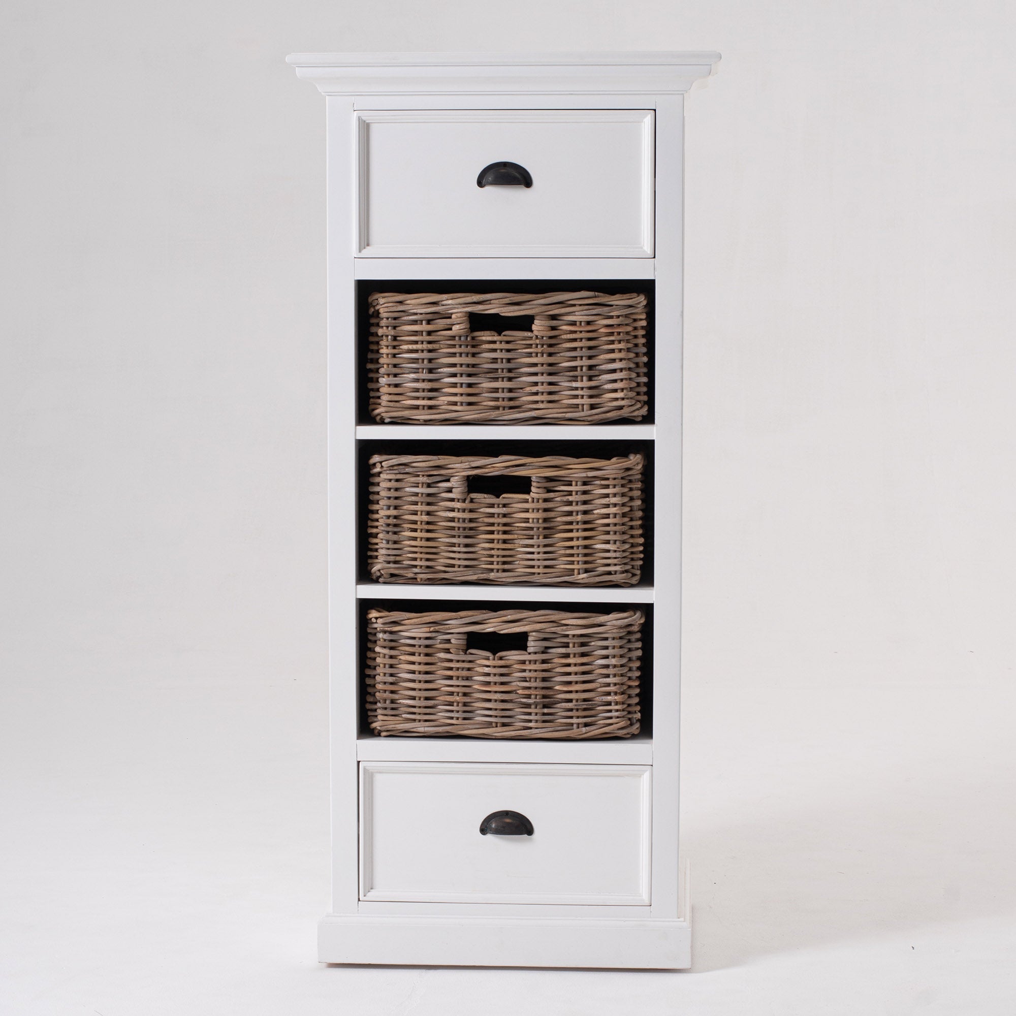 Halifax Grand Coastal White Storage Unit with Basket Set