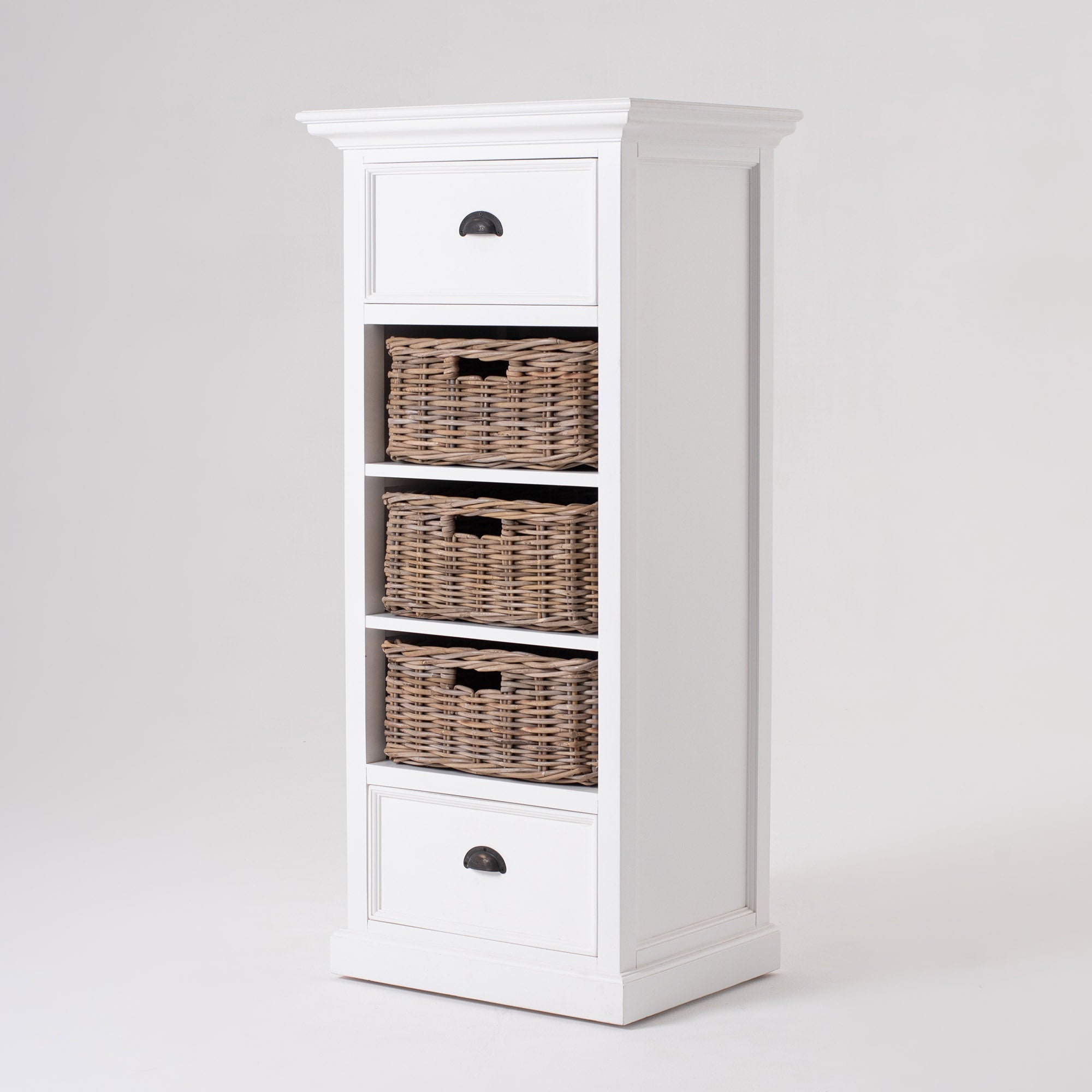 Halifax Grand Coastal White Storage Unit with Basket Set