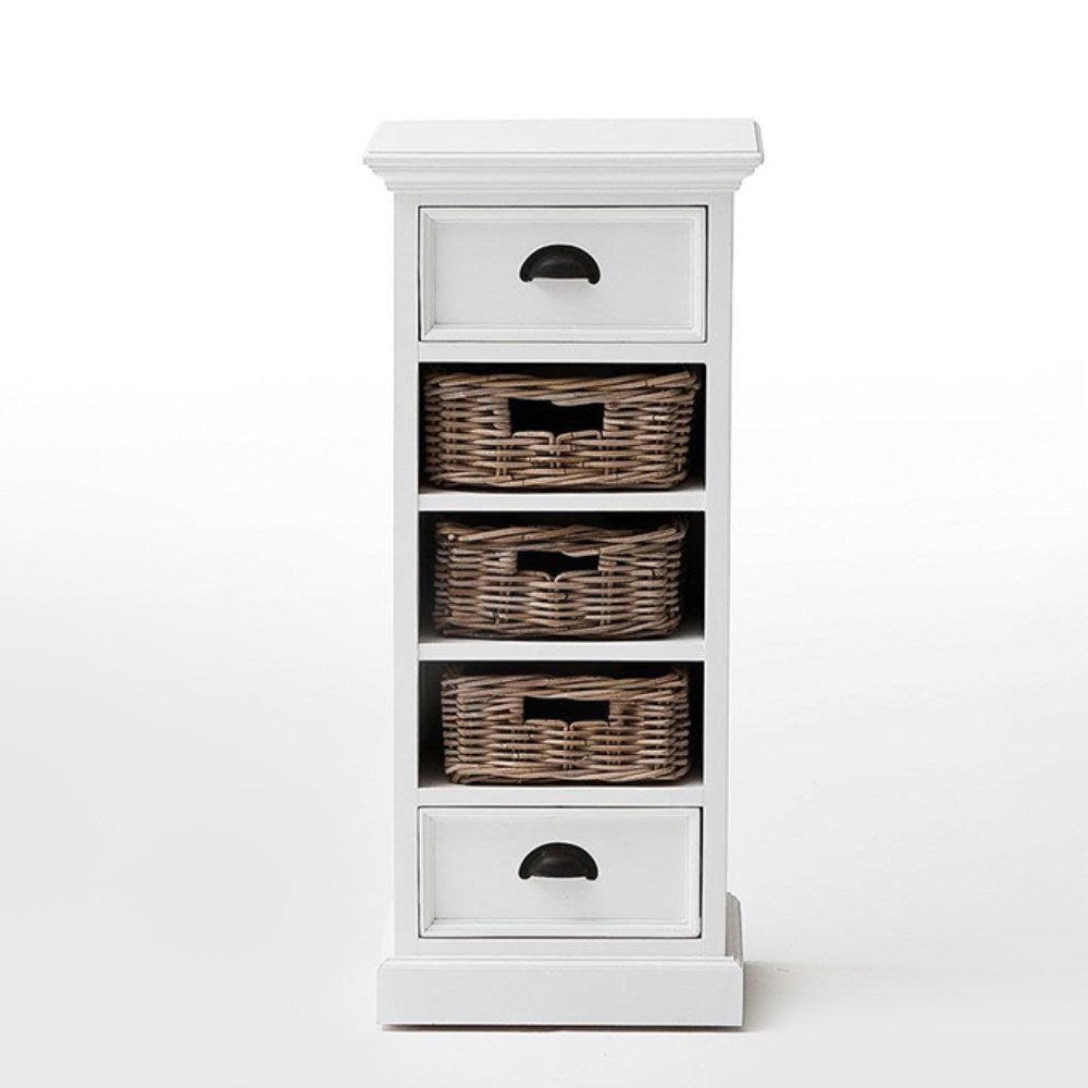 Halifax Coastal White Storage Unit with Basket Set