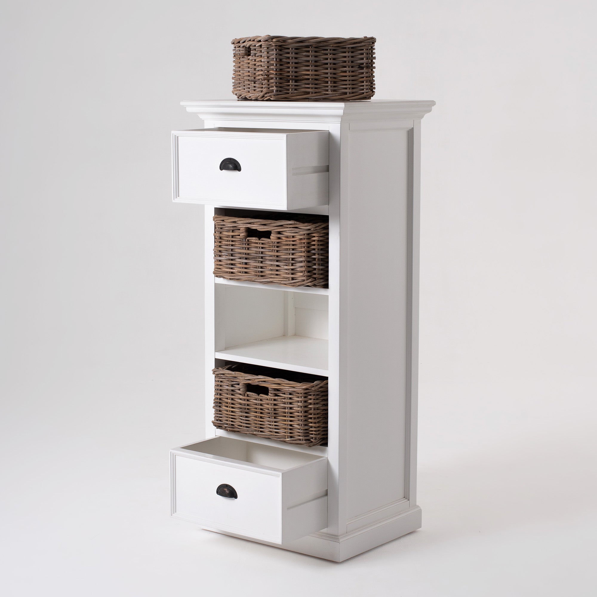 Halifax Grand Coastal White Storage Unit with Basket Set