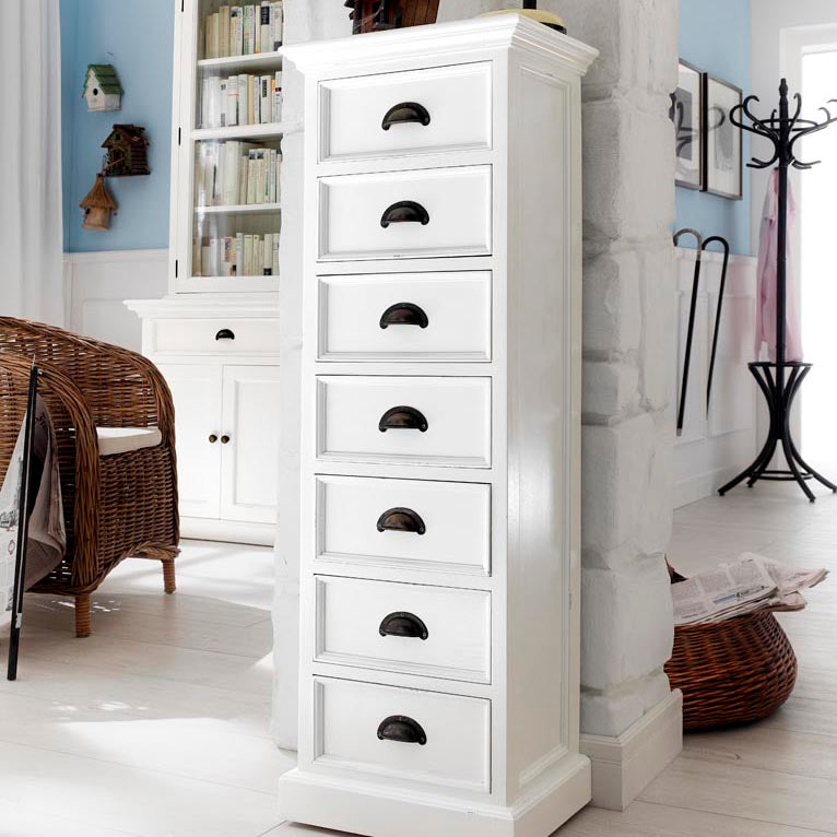 Halifax Coastal White Storage Tower with Drawers