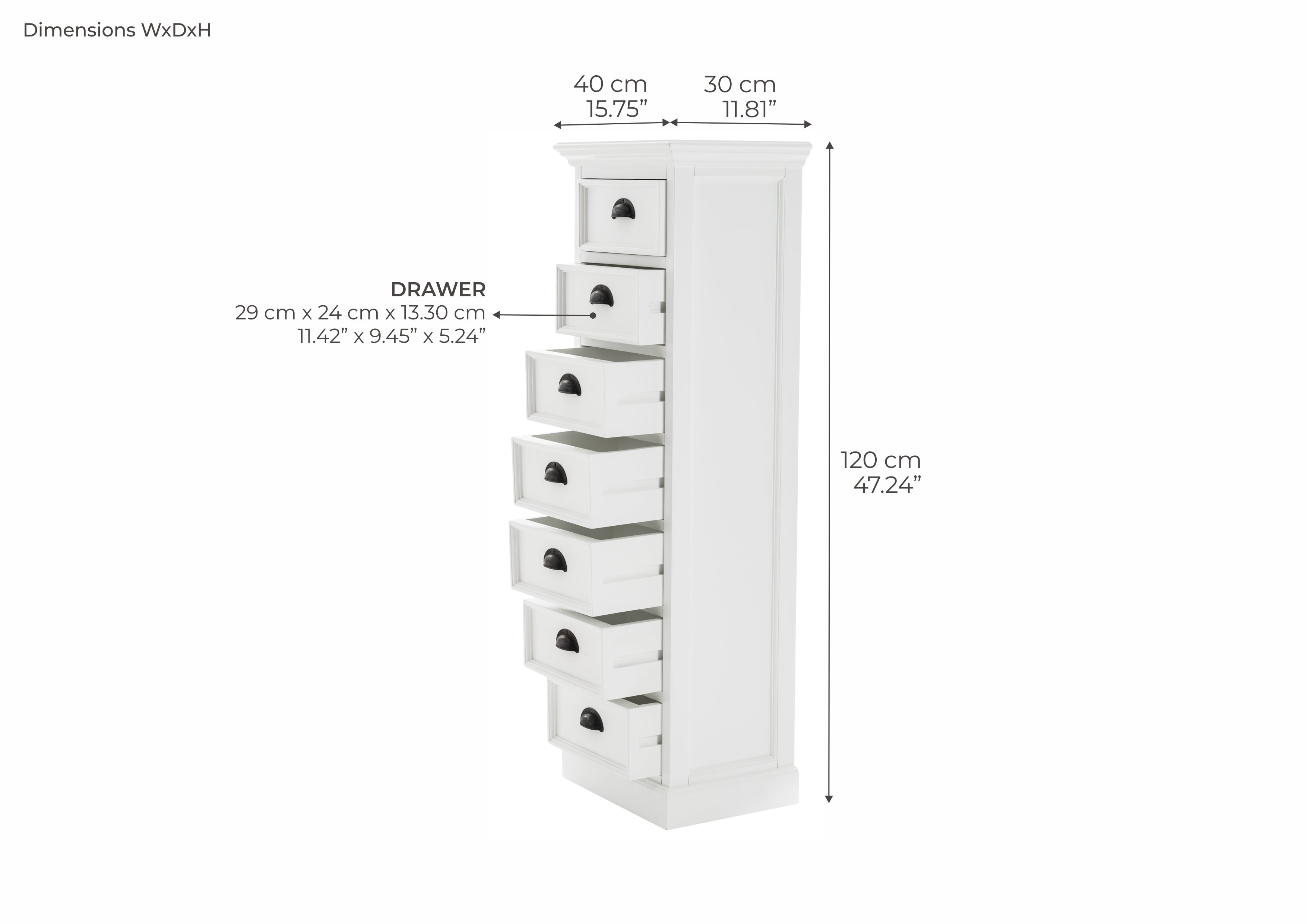 Halifax Coastal White Storage Tower with Drawers