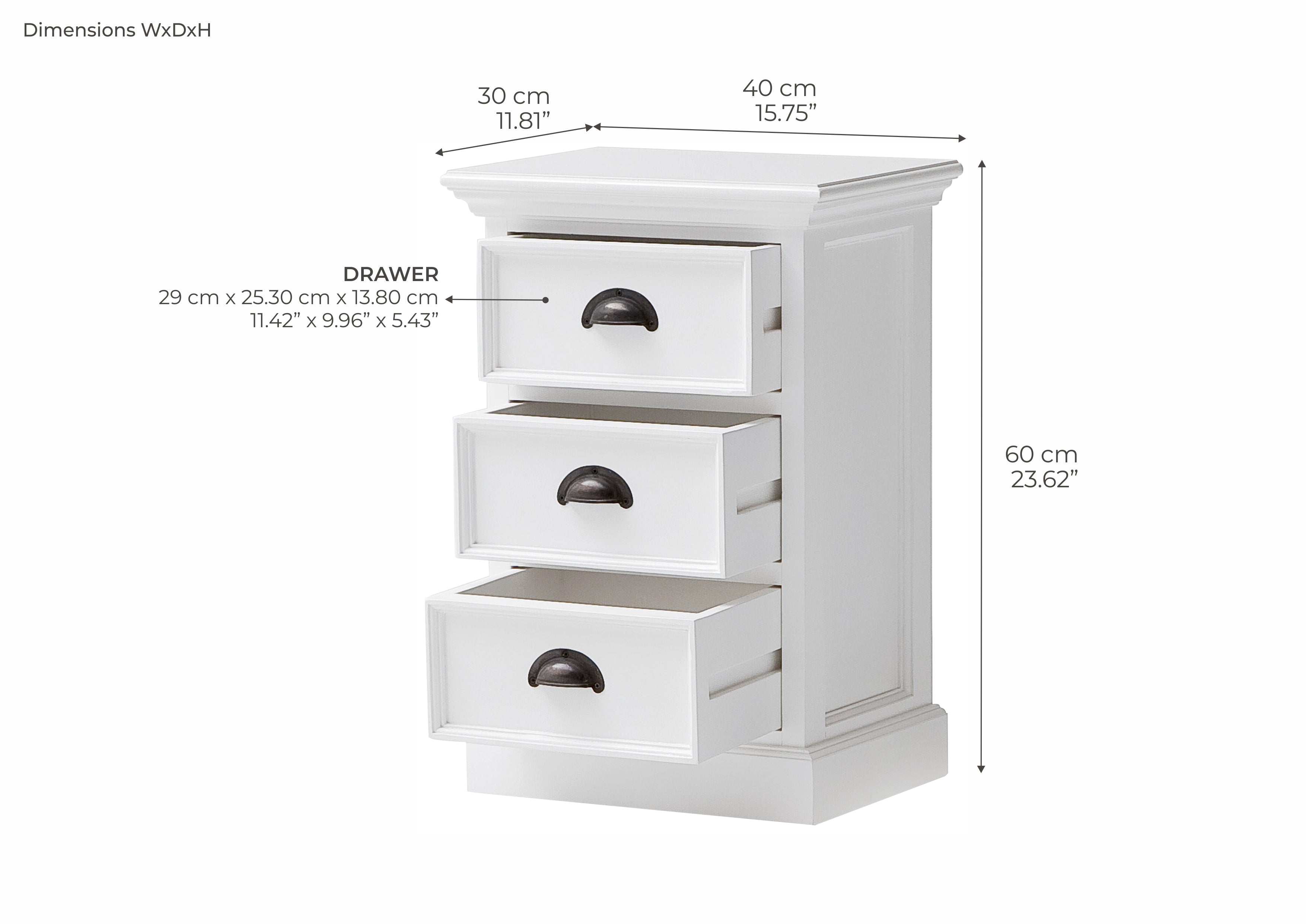 Halifax Coastal White Bedside Drawer Unit