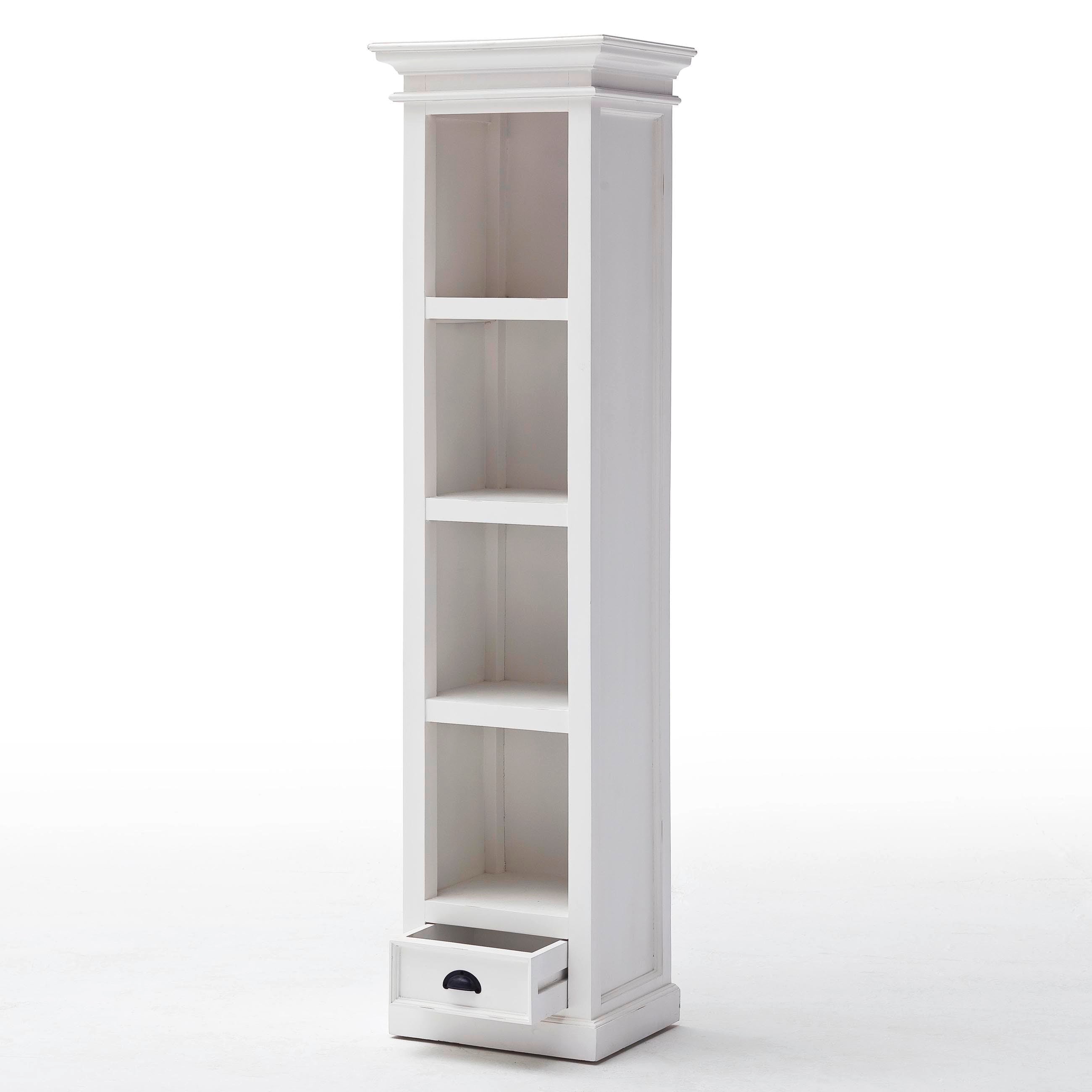 Halifax Coastal White Bookshelf with Drawer