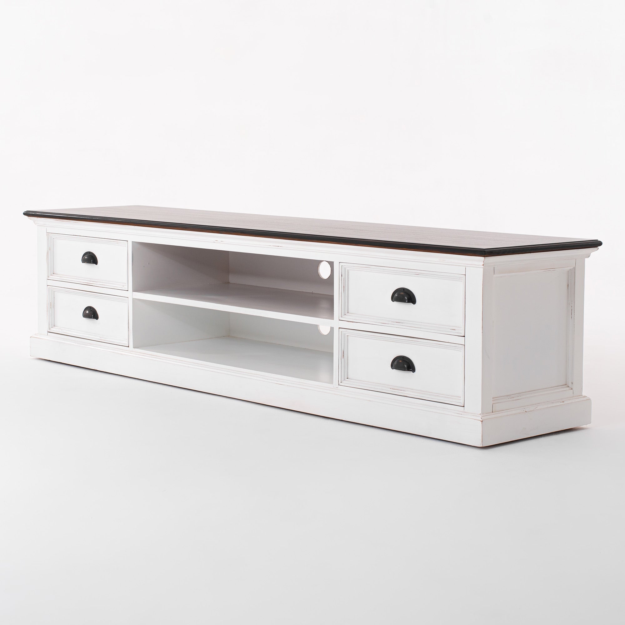 Halifax Accent Coastal White & Brown Large ETU with 4 drawers