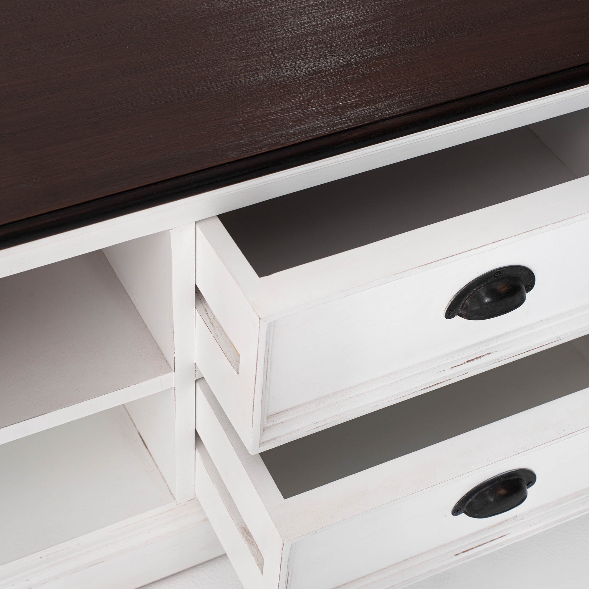 Halifax Accent Coastal White & Brown Large ETU with 4 drawers