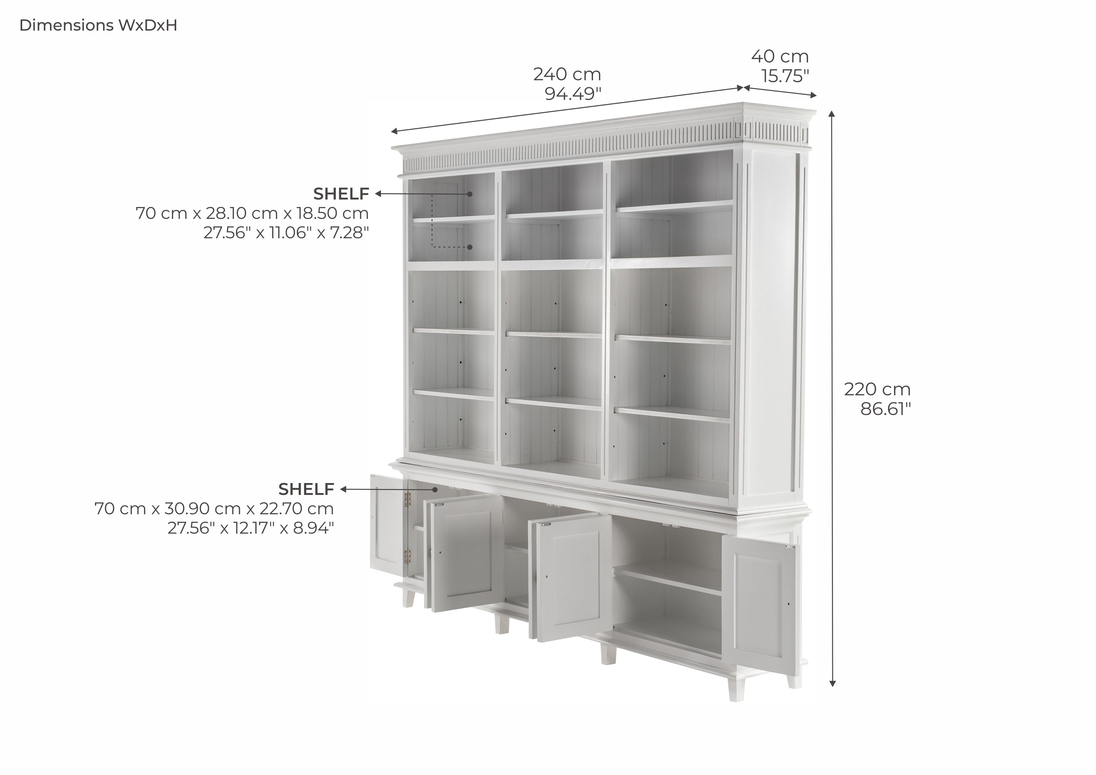 Skansen Nordic Design Classic White Triple-Bay Hutch Unit