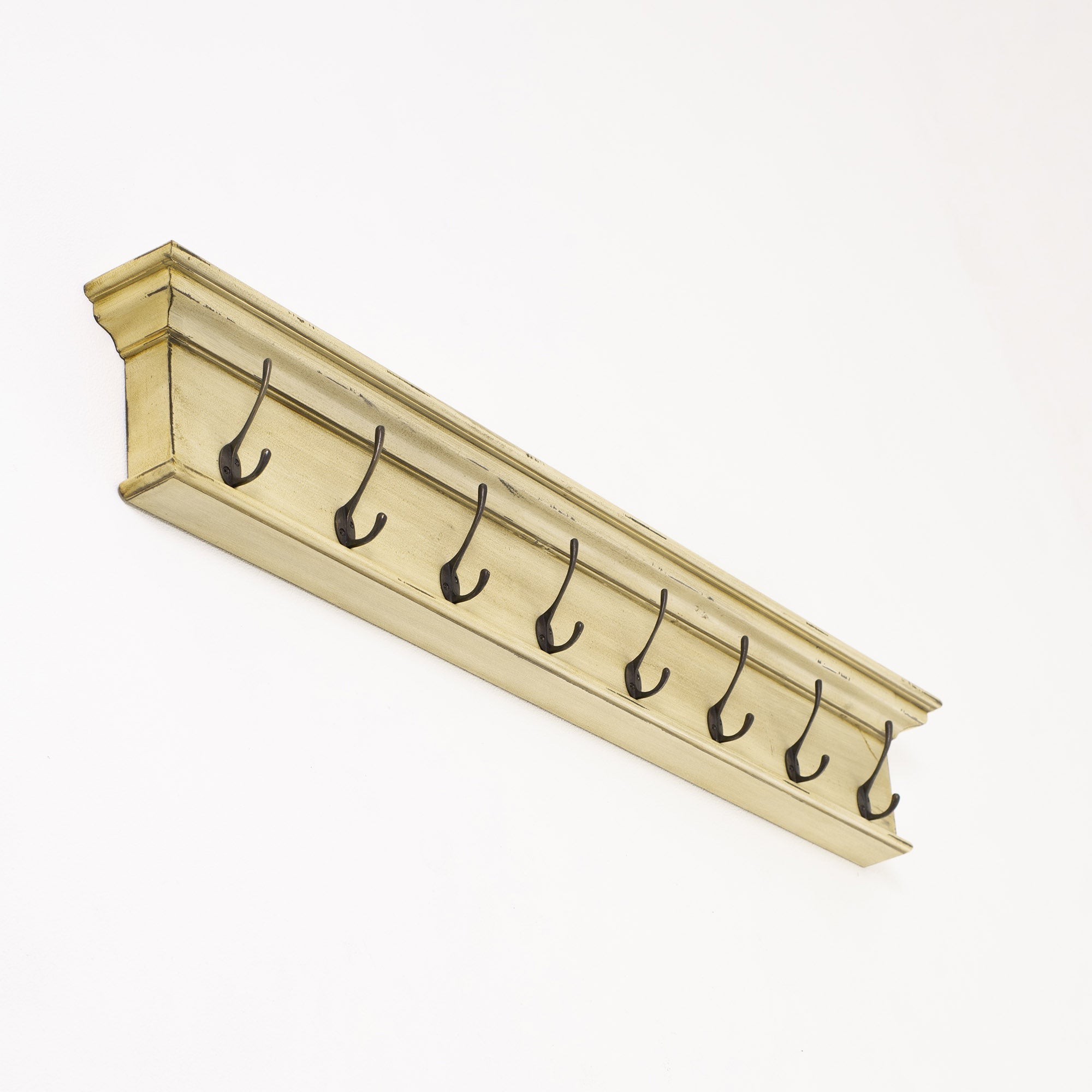 Halifax Yellow Brown Antique 8 Hook Coat Rack