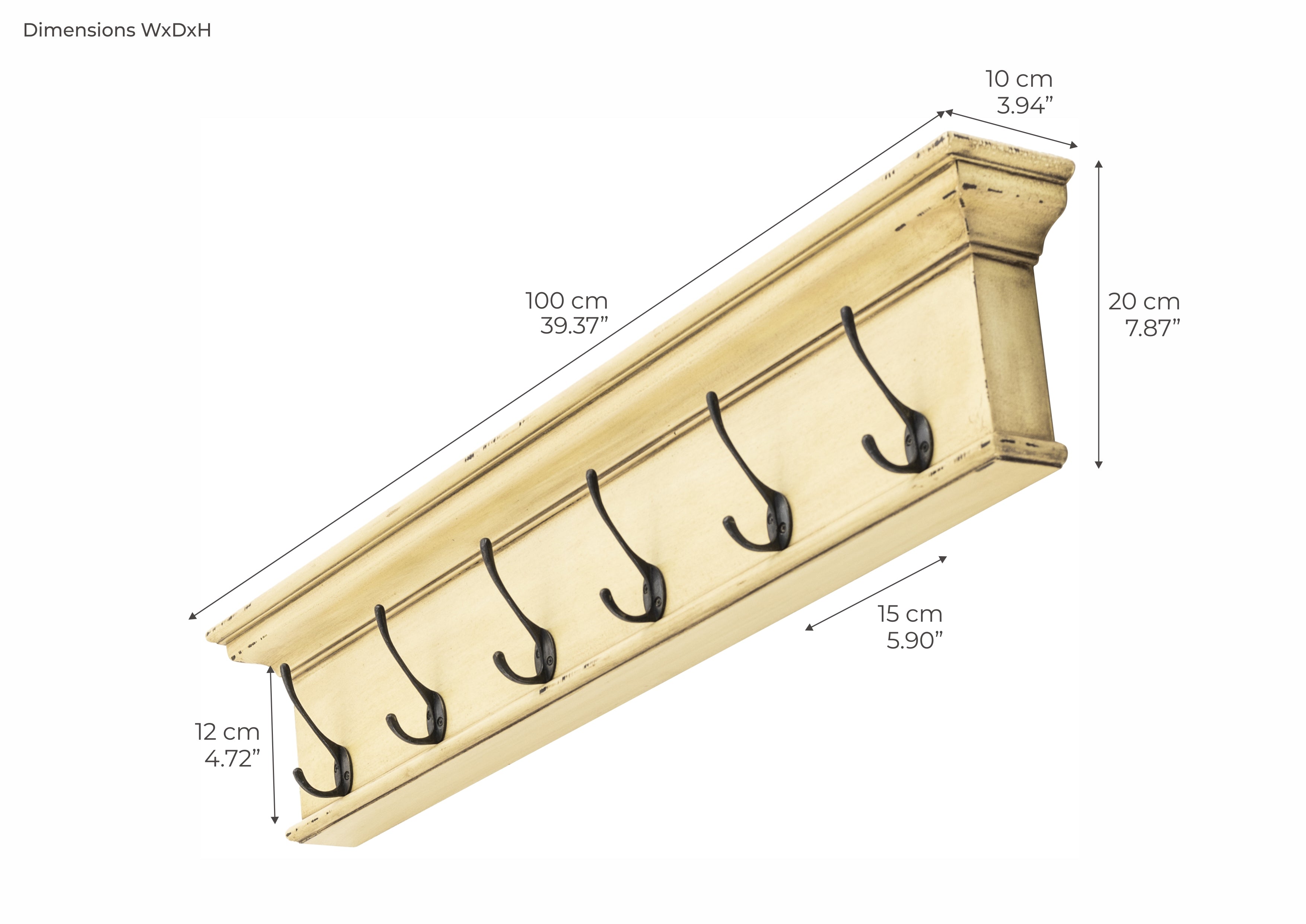 Halifax Yellow Brown Antique 6 Hook Coat Rack