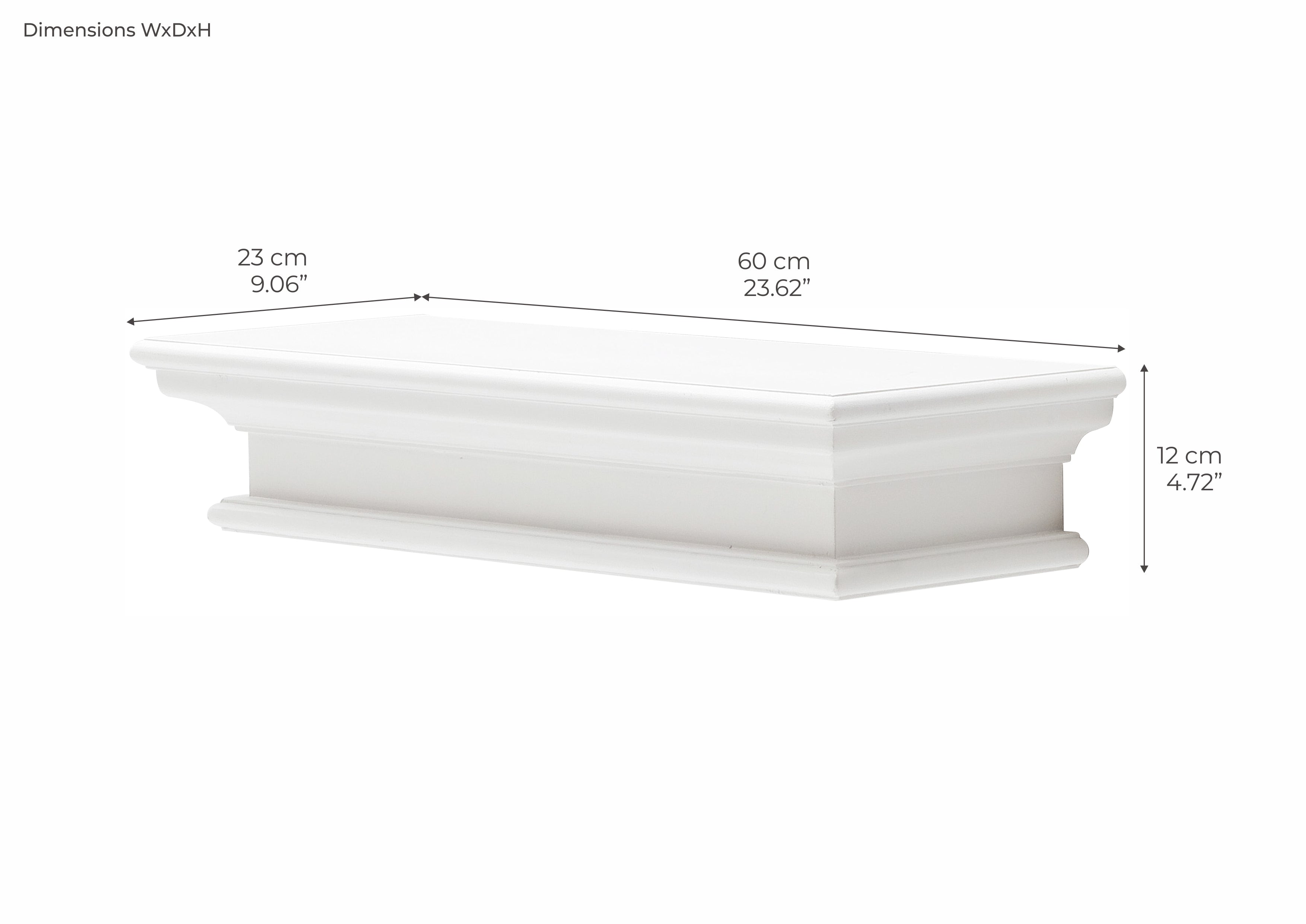 Halifax Coastal White Floating Wall Shelf, Medium