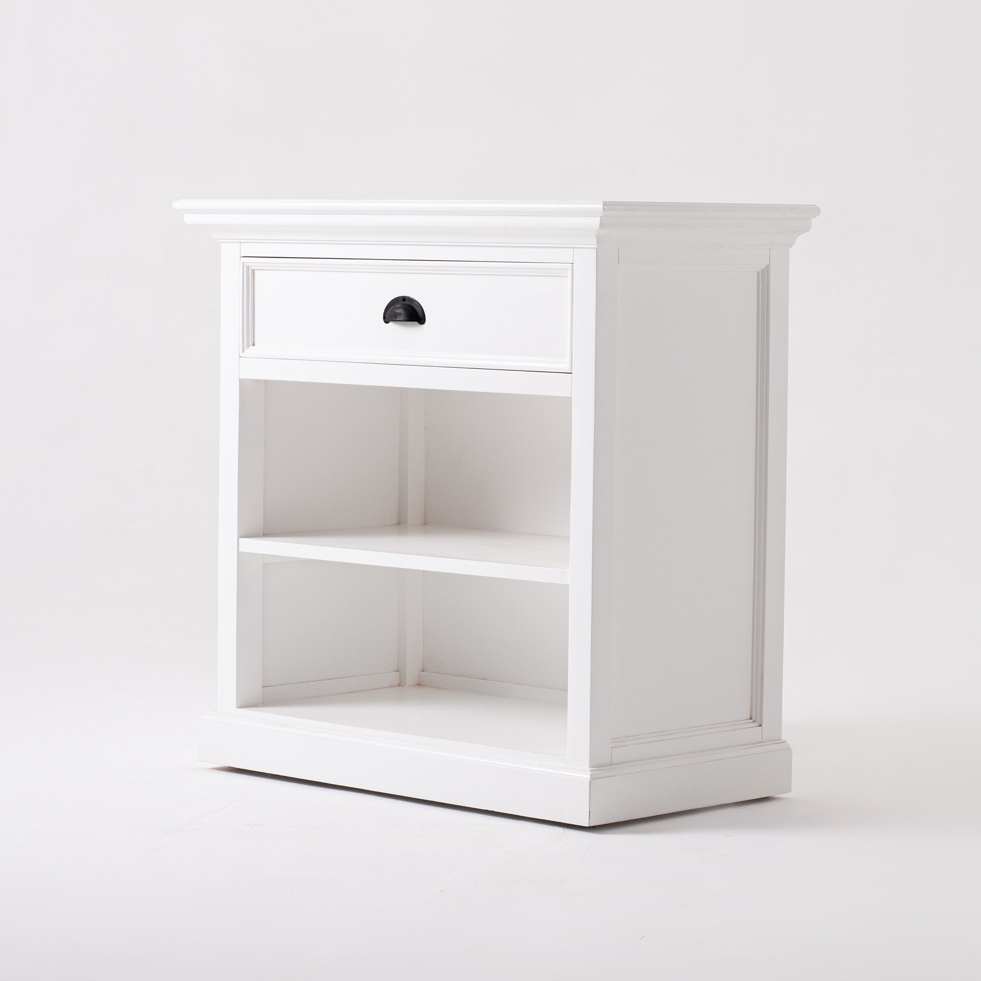 Halifax Grand Coastal White Bedside Table with Shelves