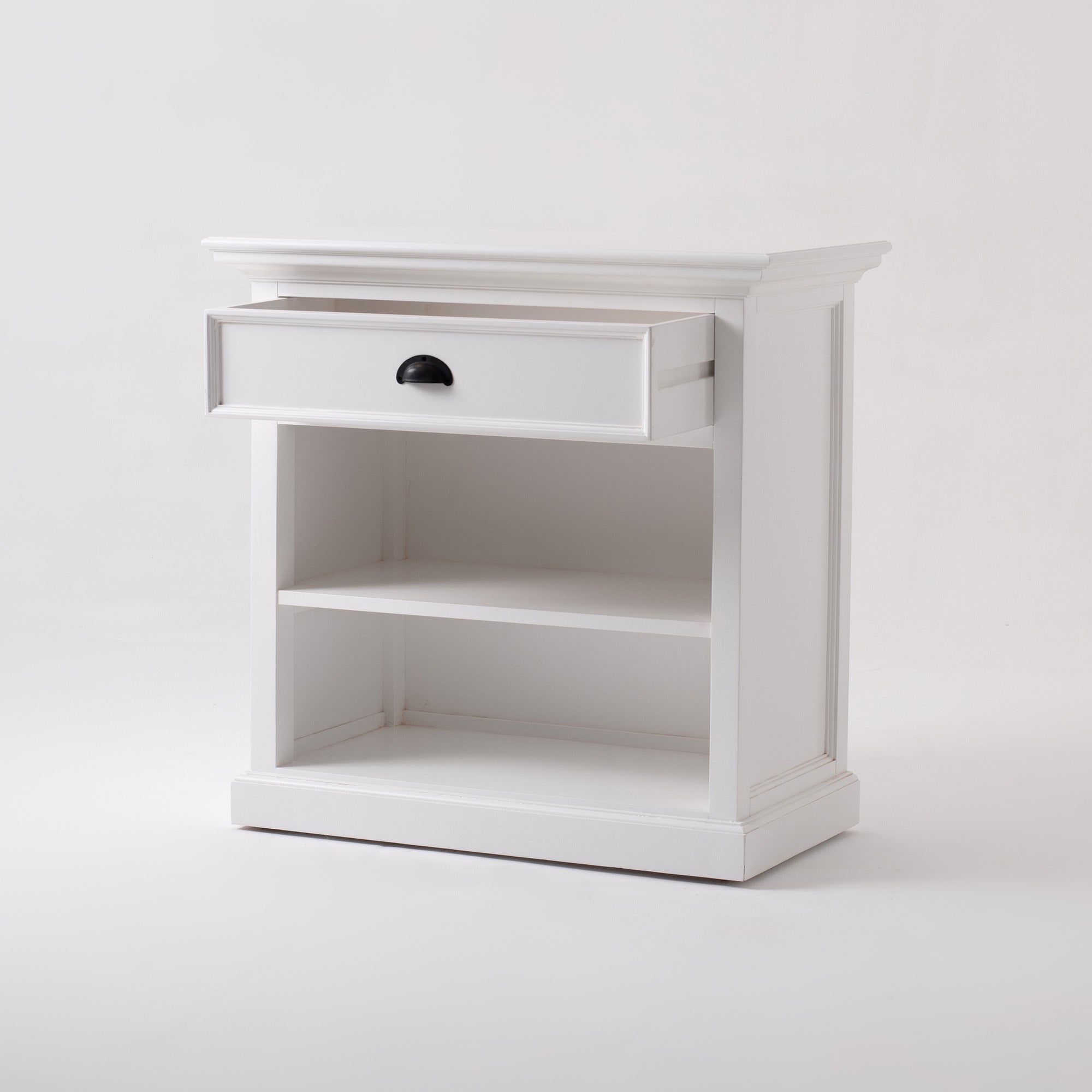 Halifax Grand Coastal White Bedside Table with Shelves