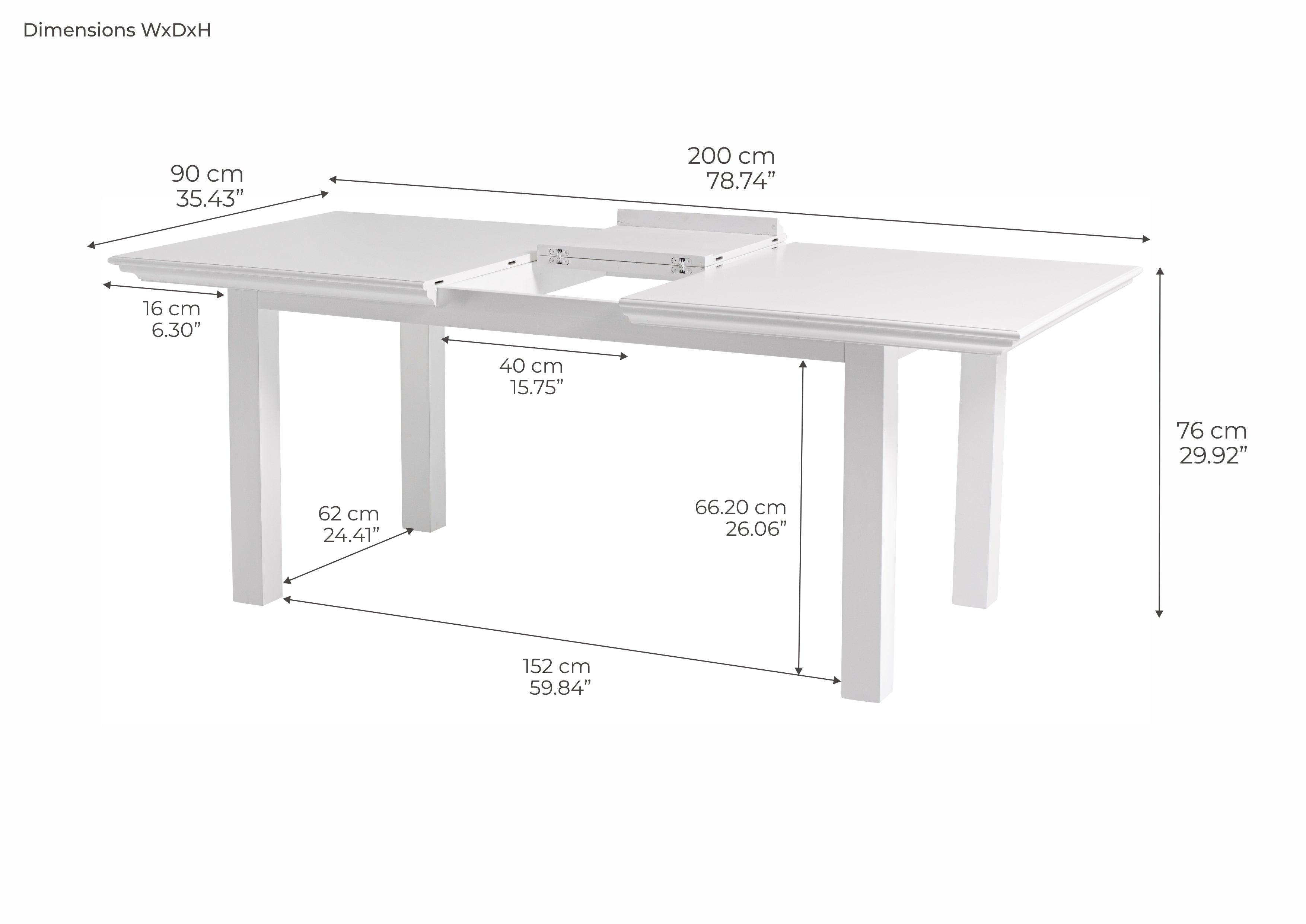 Halifax Coastal White Dining Extension Table