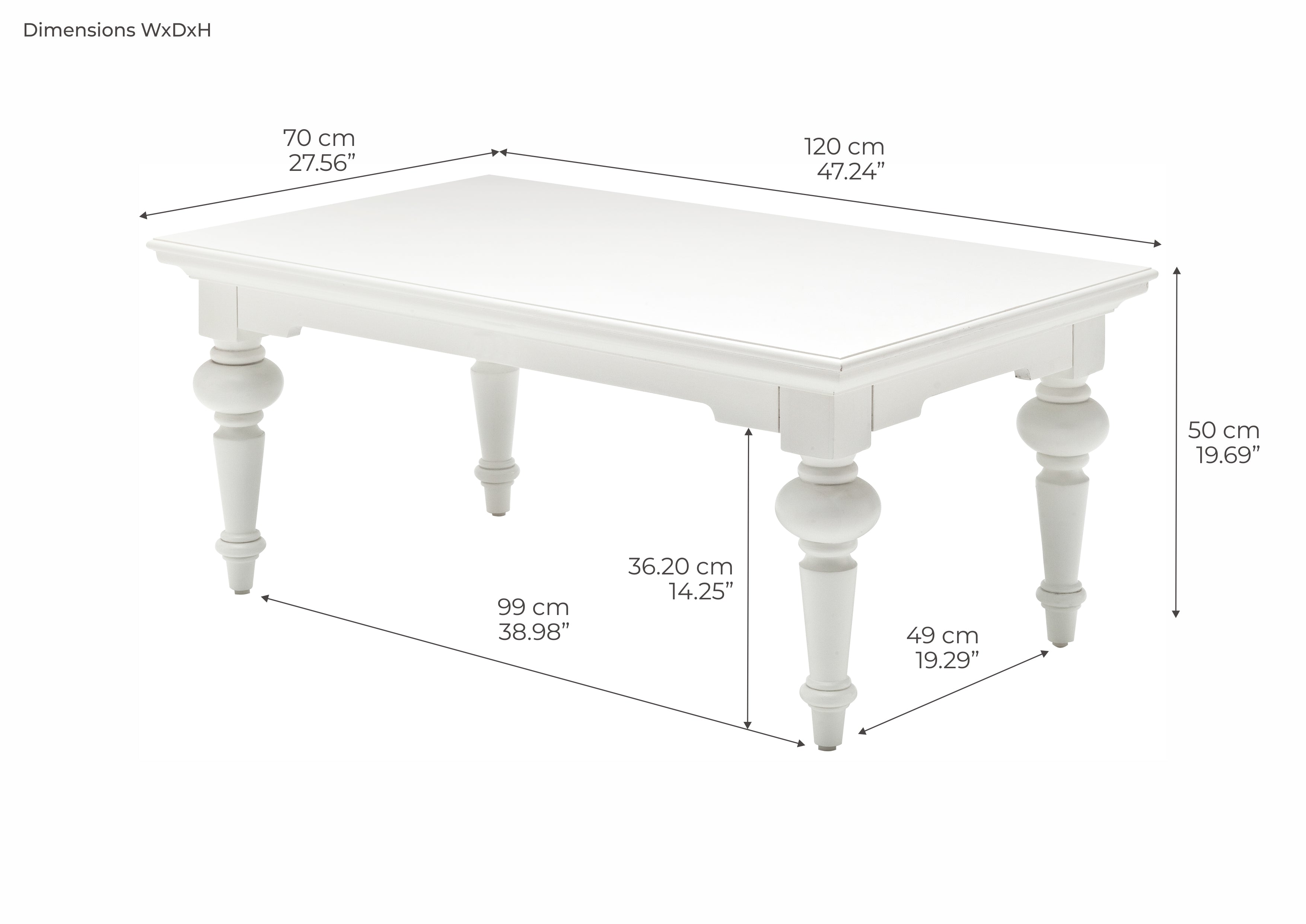 Provence French Country White Rectangular Coffee Table