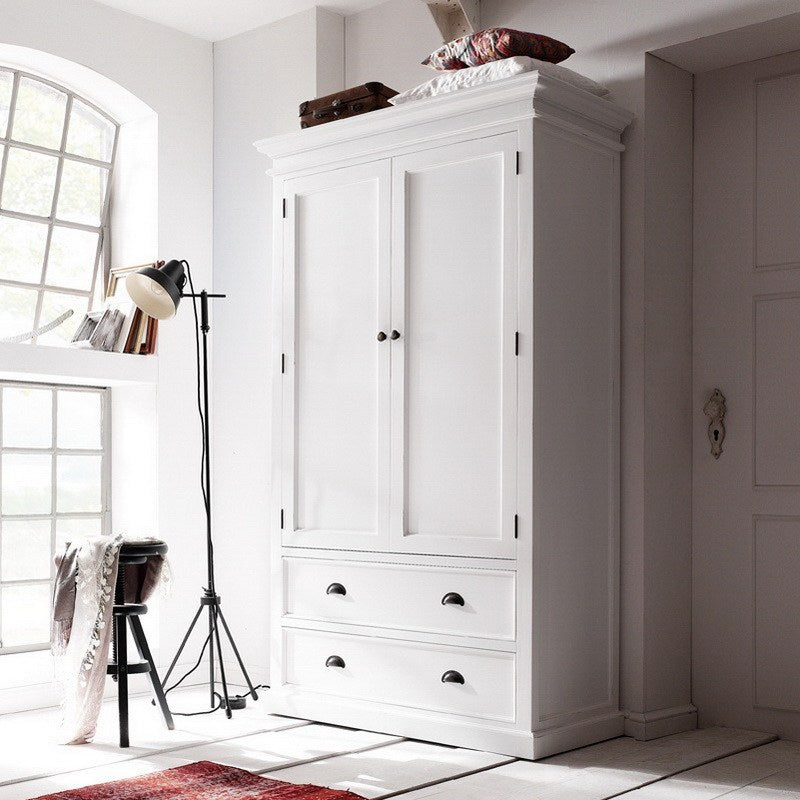 Halifax Coastal White Wardrobe with 2 Doors 2 Drawers