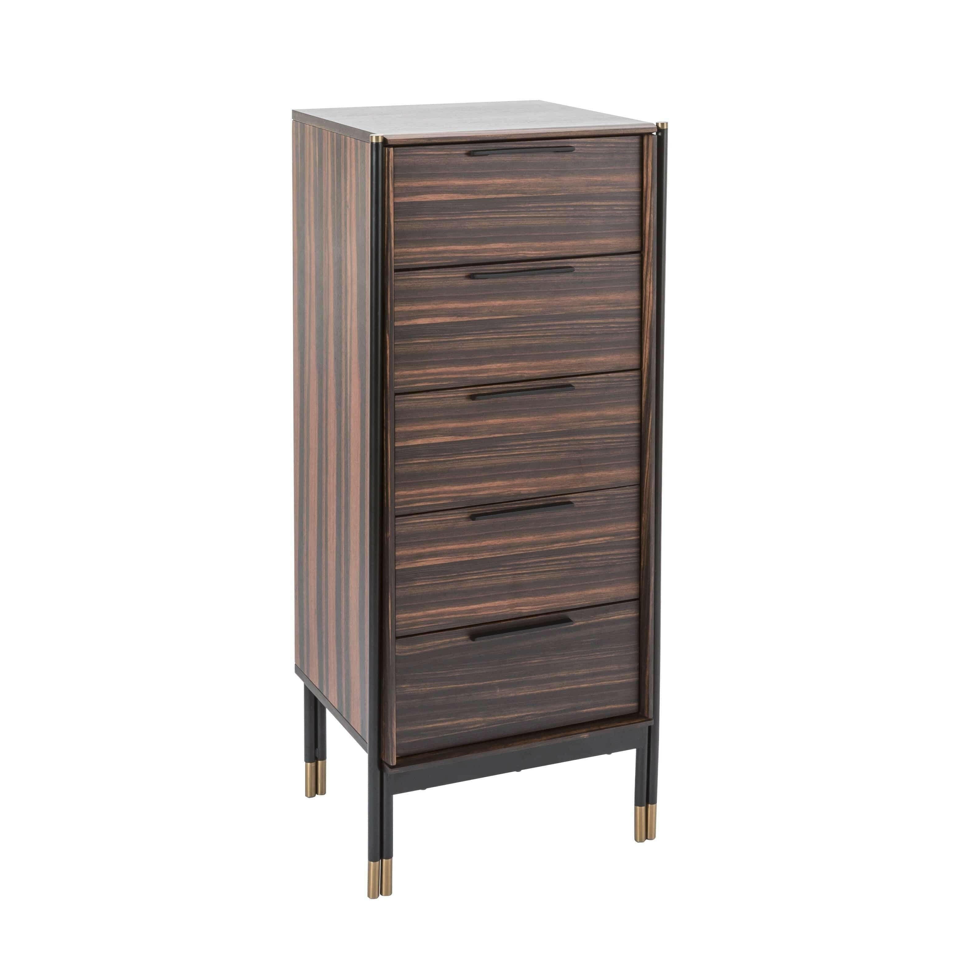 Bali 5 Drawer Tall Boy - Ebony / Greige