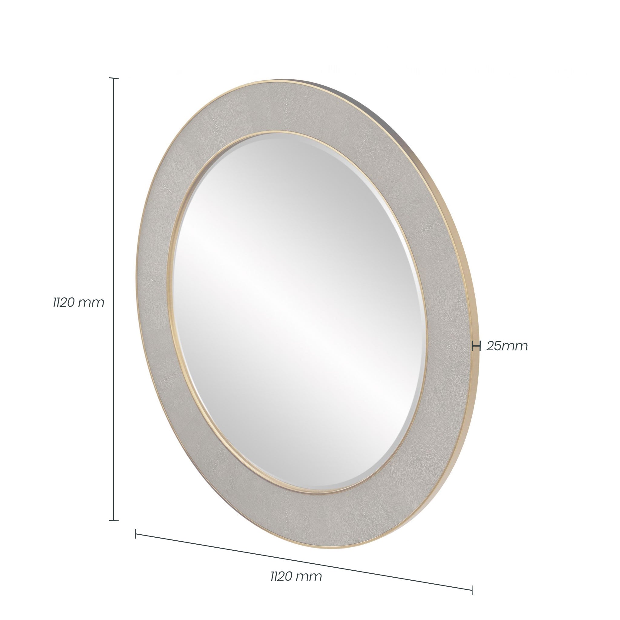 Hampton Mirror | Round | Grey Shagreen