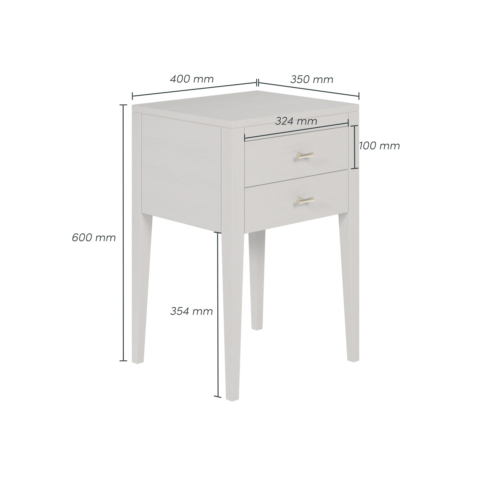 Radford Bedside | Grey | 2 Drawers